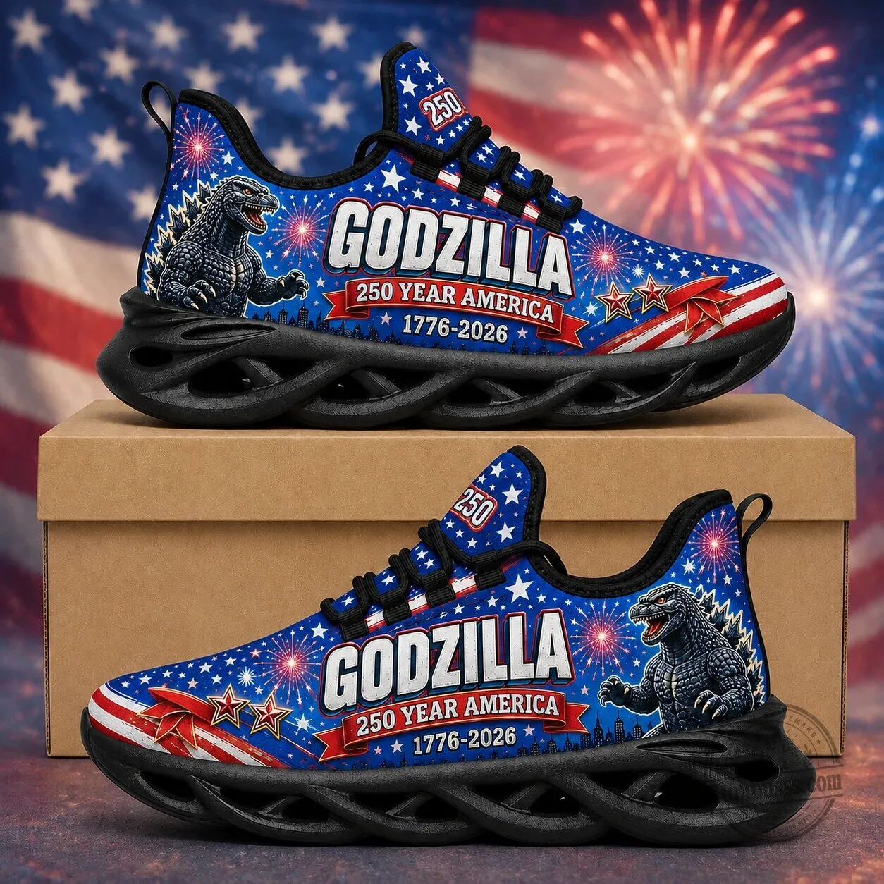 Godzilla 250 Year America 1776-2026 Patriotic Running Shoes