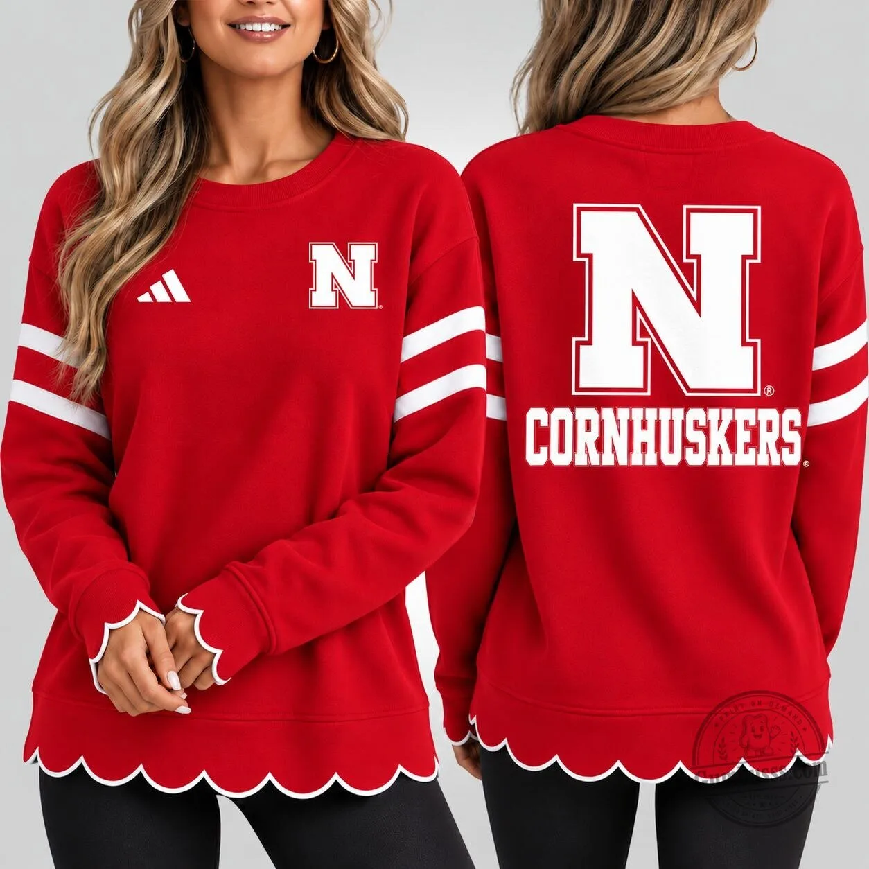 Nebraska Cornhuskers Women's Scalloped Hem Crewneck Sweatshirt