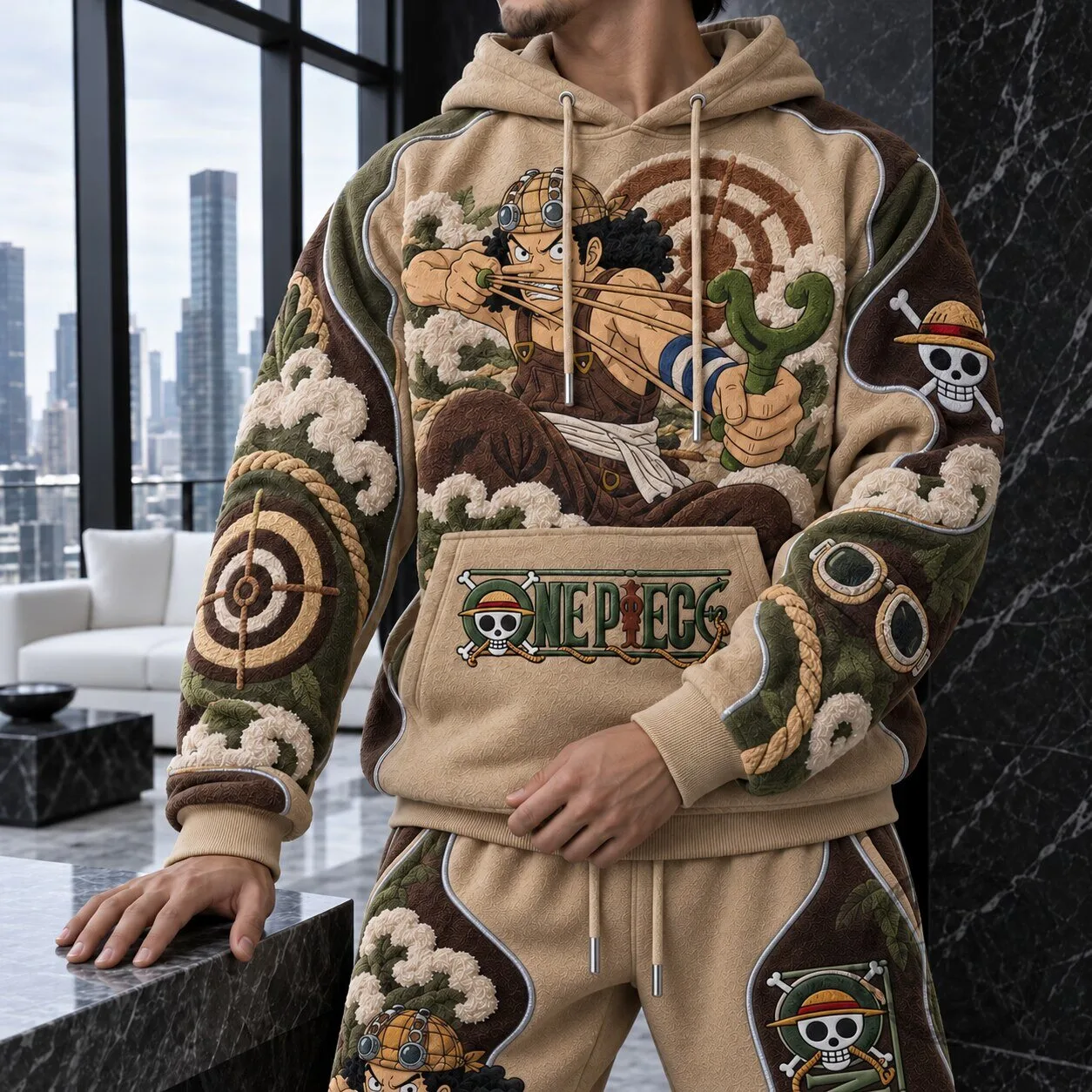 One Piece Usopp Anime Character Embroidered Casual Hoodie Sweatshirt