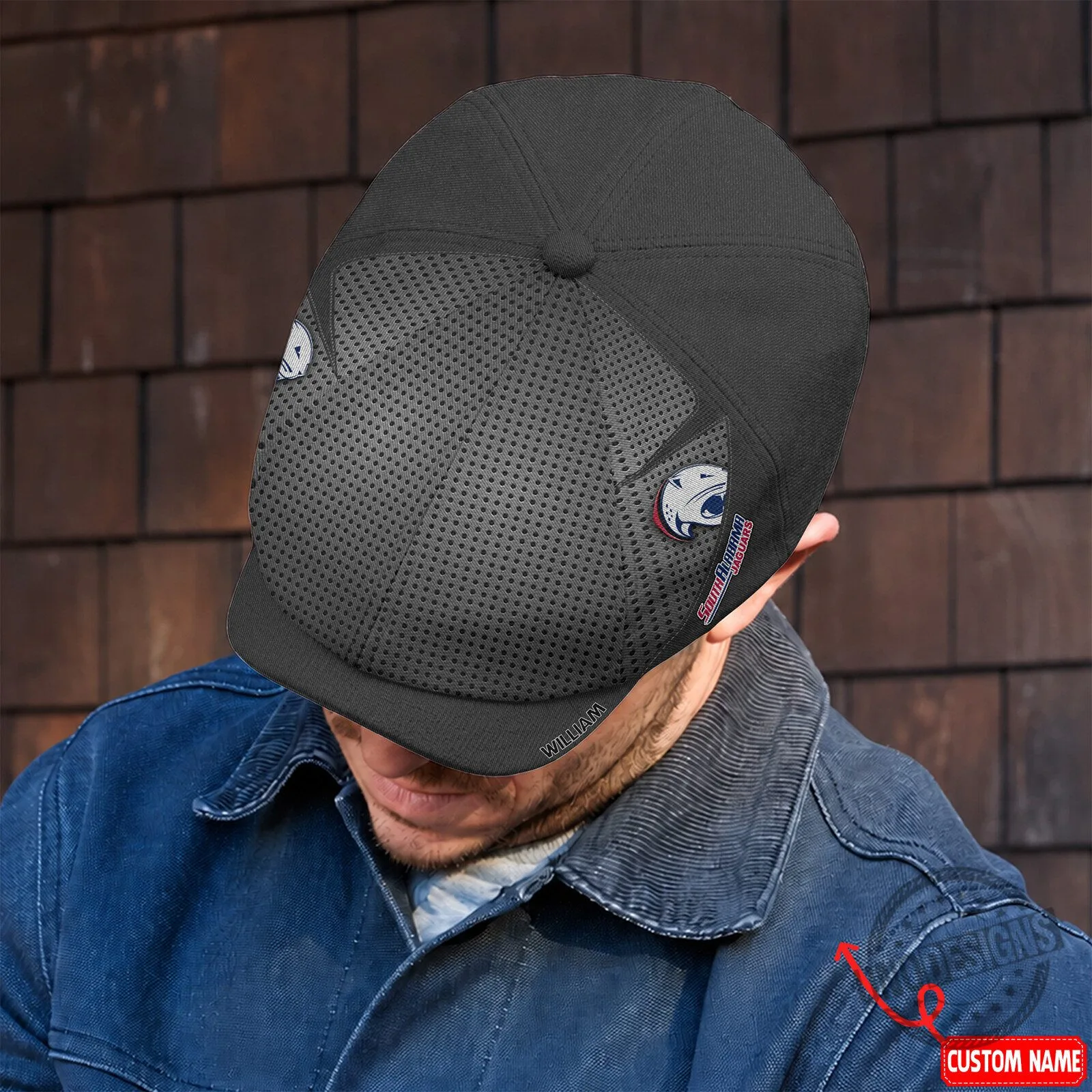 South Alabama Jaguars NCAA Bakerboy Cap, Perforated Mesh Newsboy Hat 5 South Alabama Jaguars NCAA Bakerboy Cap, Perforated Mesh Newsboy Hat