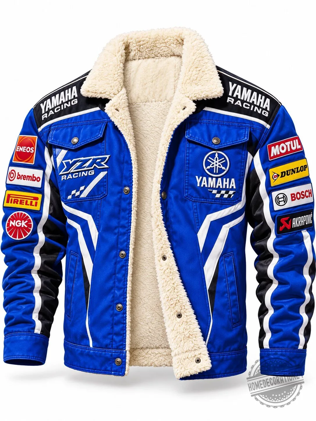 Yamaha Racing Blue Motorcycle Team Sherpa Lined Denim Jacket 1 Yamaha Racing Blue Motorcycle Team Sherpa Lined Denim Jacket