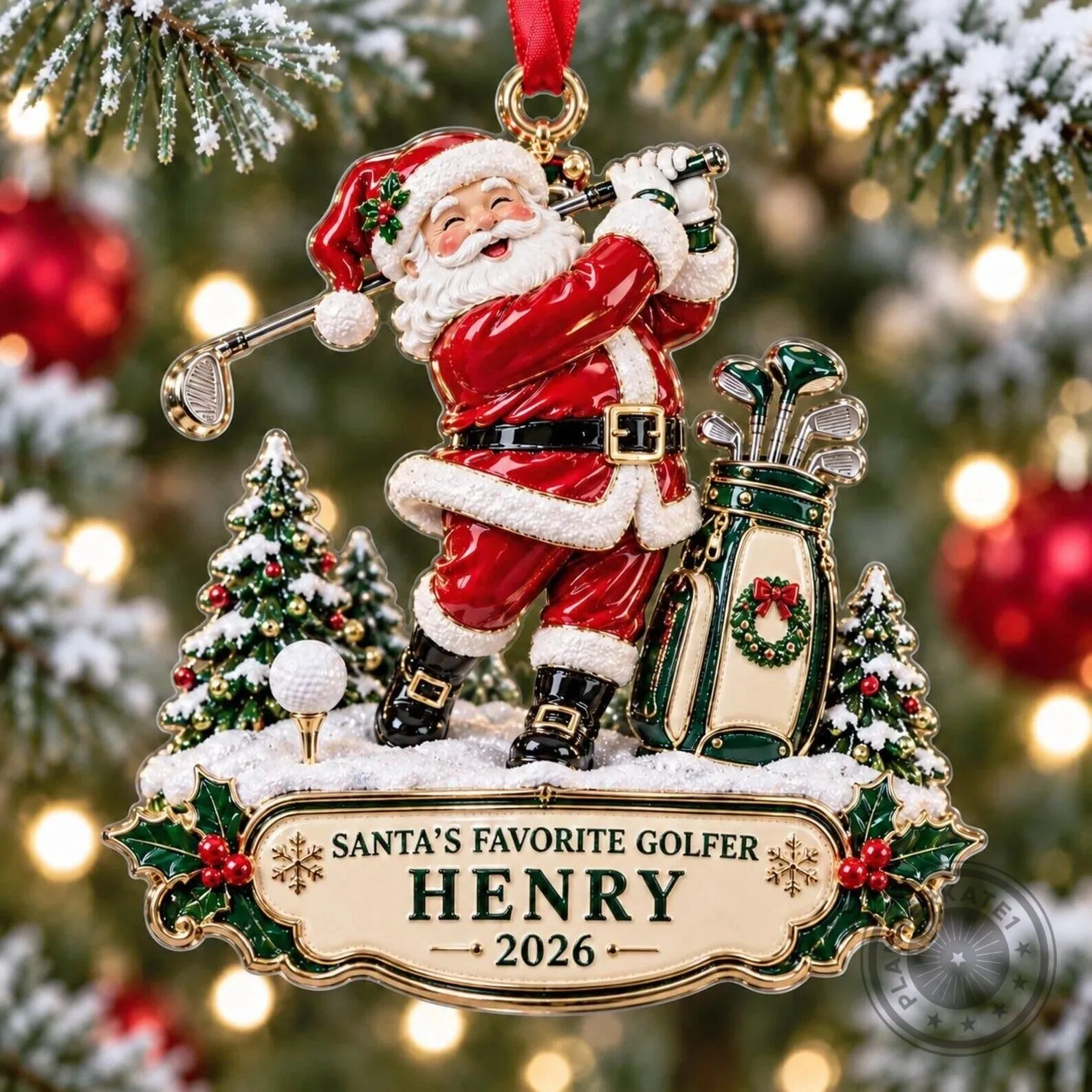 Personalized Santa Golfer Christmas Tree Ornament, Holiday Decoration Gift 4 Personalized Santa Golfer Christmas Tree Ornament, Holiday Decoration Gift