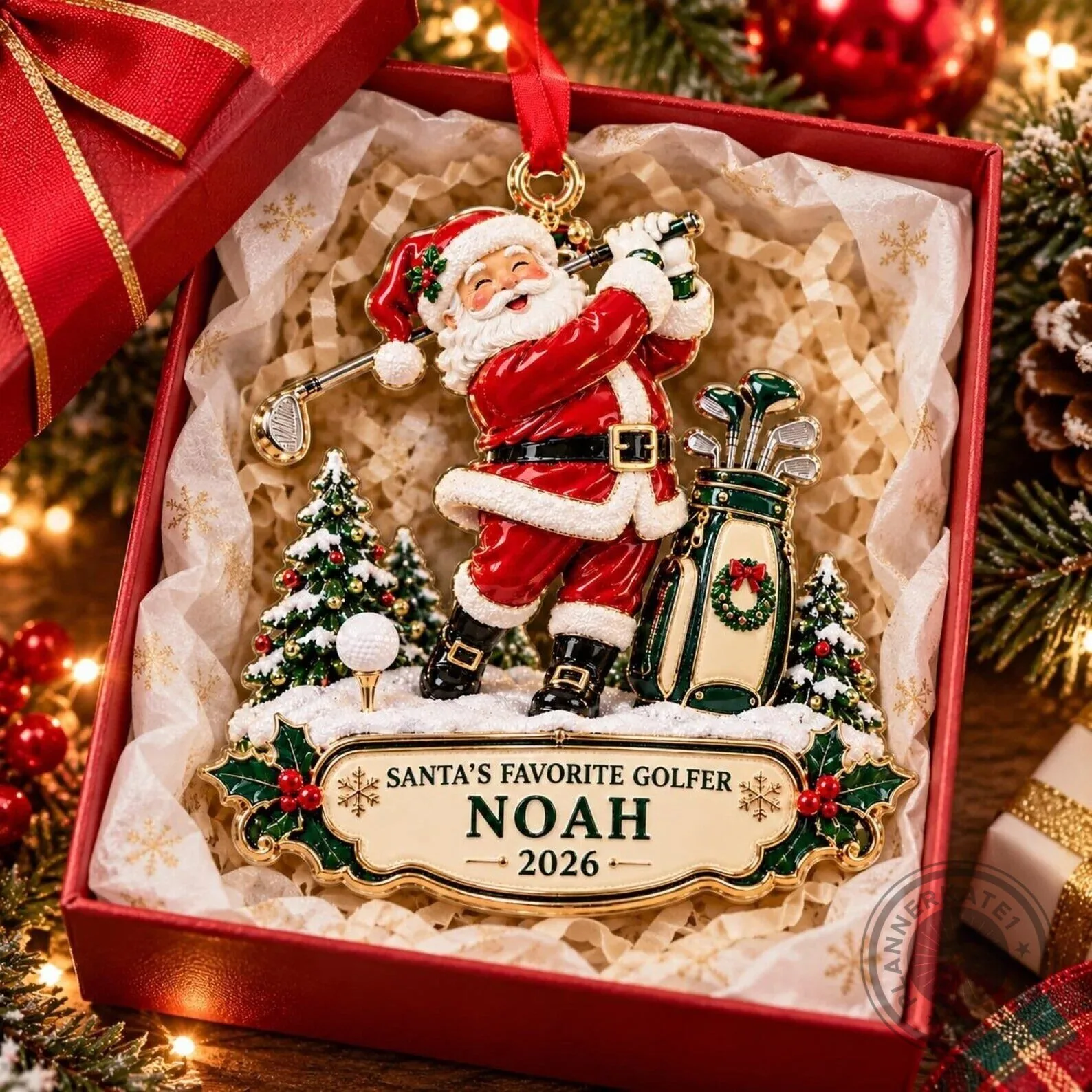 Personalized Santa Golfer Christmas Tree Ornament, Holiday Decoration Gift 5 Personalized Santa Golfer Christmas Tree Ornament, Holiday Decoration Gift