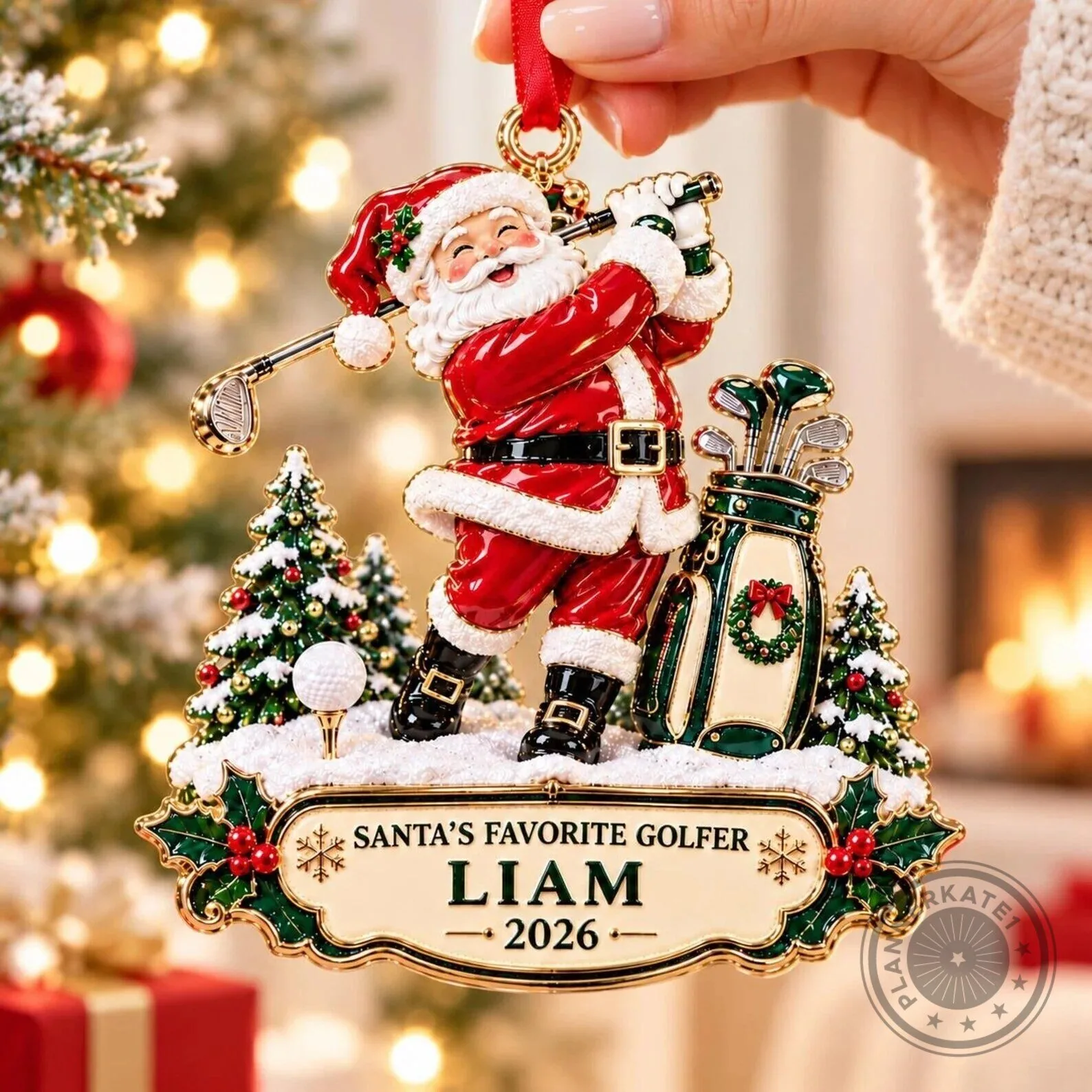 Personalized Santa Golfer Christmas Tree Ornament, Holiday Decoration Gift 6 Personalized Santa Golfer Christmas Tree Ornament, Holiday Decoration Gift