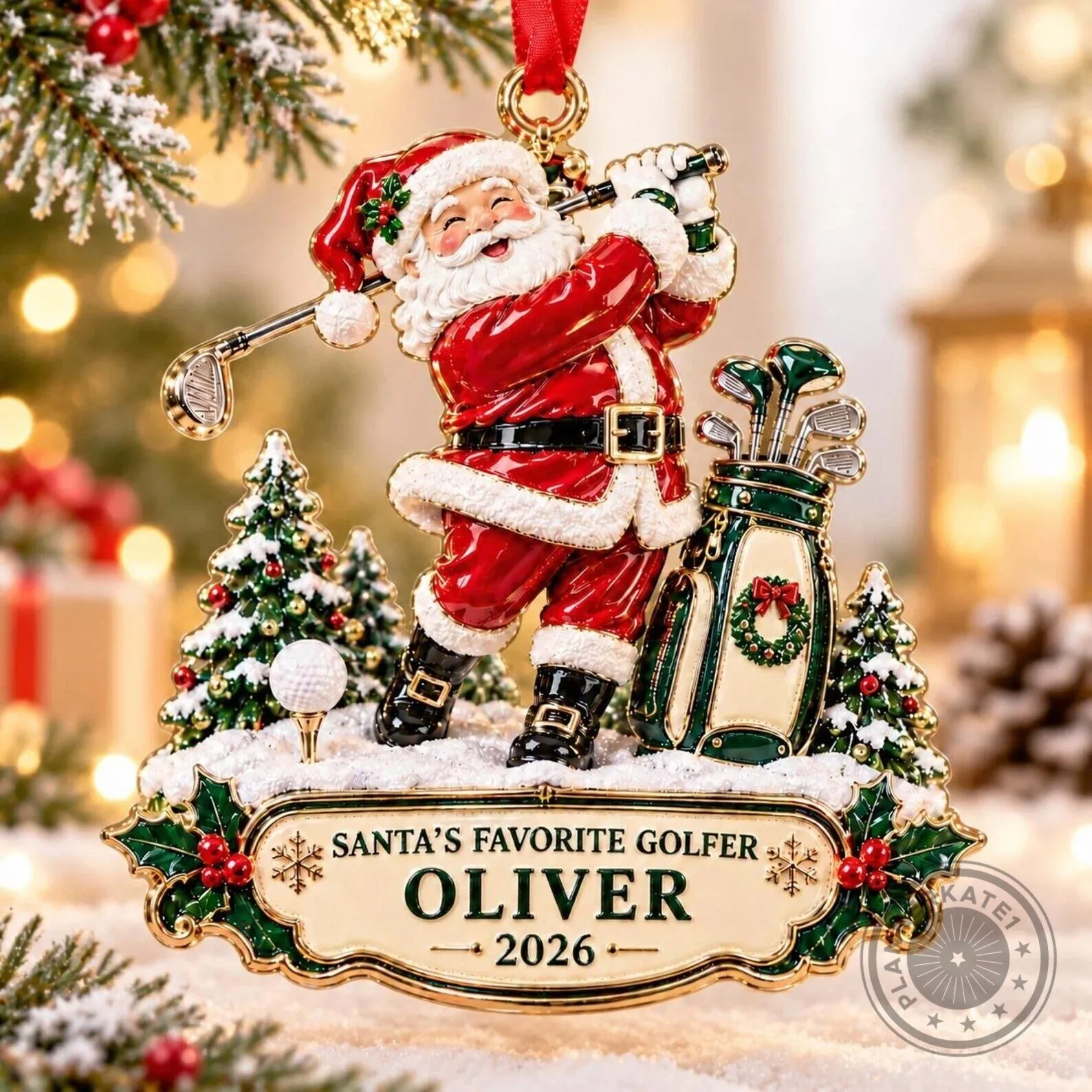 Personalized Santa Golfer Christmas Tree Ornament, Holiday Decoration Gift 7 Personalized Santa Golfer Christmas Tree Ornament, Holiday Decoration Gift