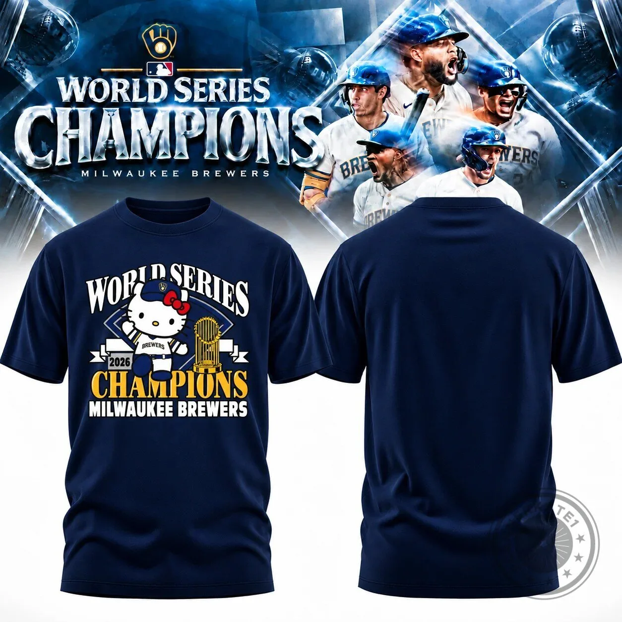 Milwaukee Brewers World Series Champions Hello Kitty Baseball T-Shirt 7 Milwaukee Brewers World Series Champions Hello Kitty Baseball T-Shirt