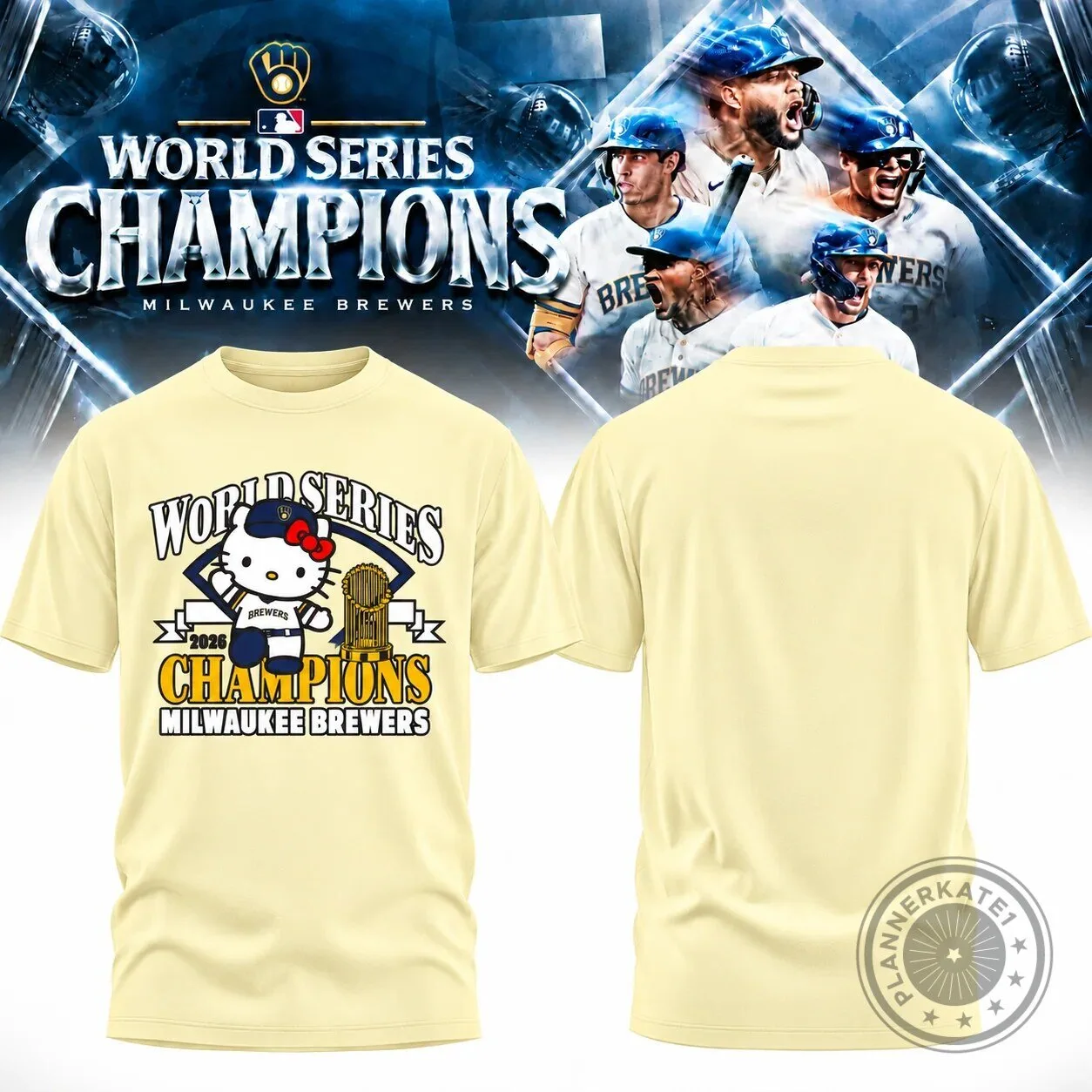 Milwaukee Brewers World Series Champions Hello Kitty Baseball T-Shirt 8 Milwaukee Brewers World Series Champions Hello Kitty Baseball T-Shirt