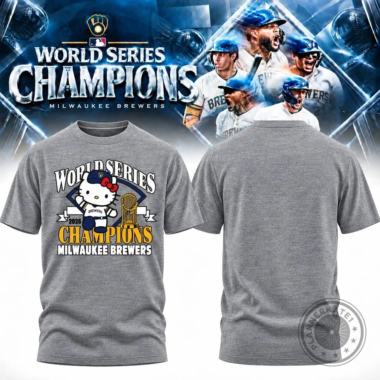Milwaukee Brewers World Series Champions Hello Kitty Baseball T-Shirt 10 Milwaukee Brewers World Series Champions Hello Kitty Baseball T-Shirt