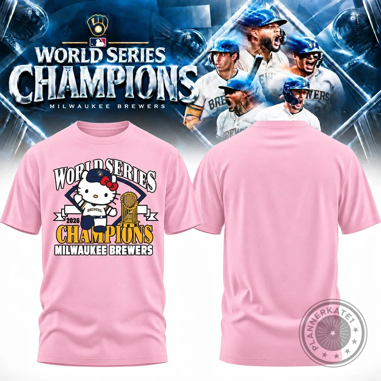 Milwaukee Brewers World Series Champions Hello Kitty Baseball T-Shirt 11 Milwaukee Brewers World Series Champions Hello Kitty Baseball T-Shirt
