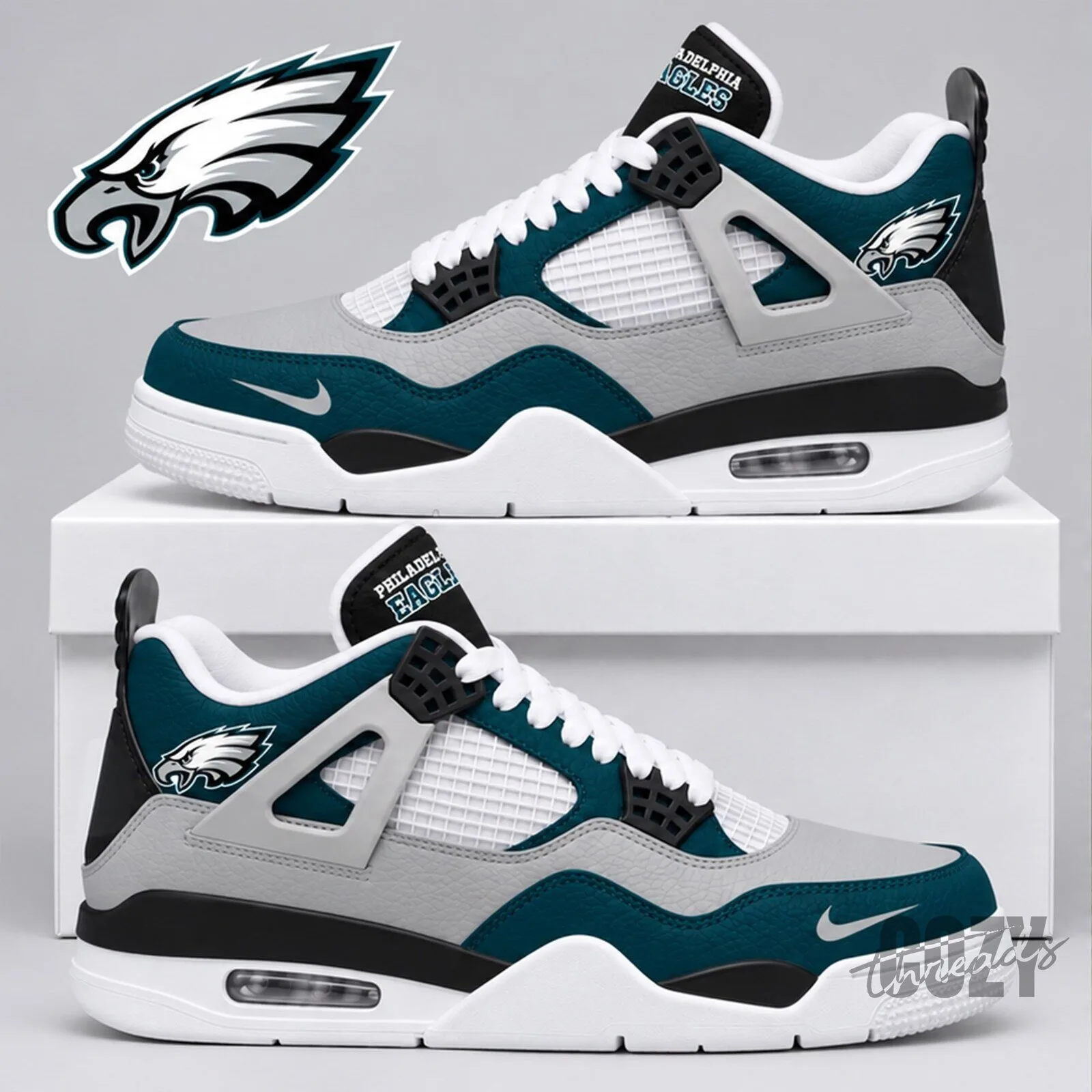 Philadelphia Eagles NFL Retro Court Kicks Air Jordan 4 Style Sneakers