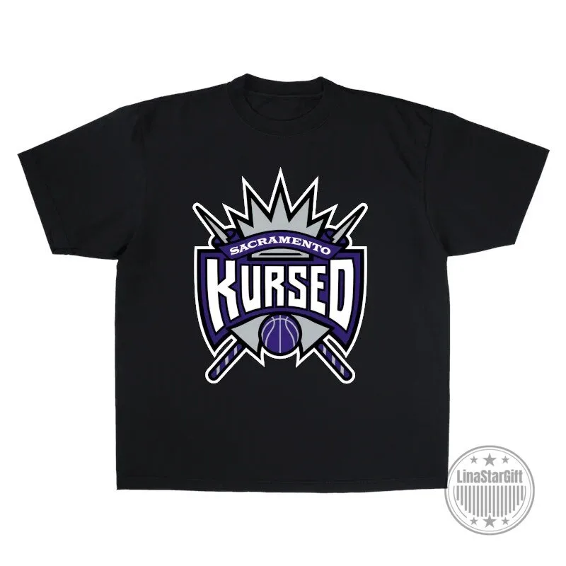Sacramento Kings Basketball Team Kursed Logo Black T-Shirt 2 Sacramento Kings Basketball Team Kursed Logo Black T-Shirt