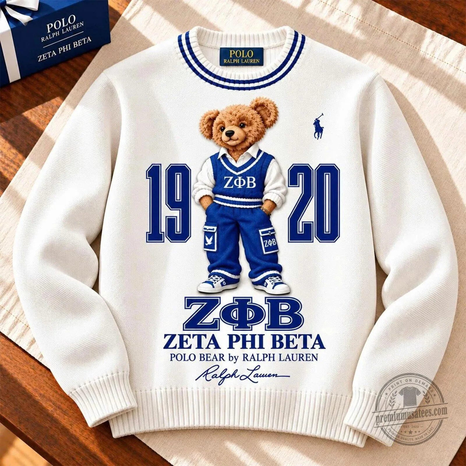 Zeta Phi Beta Polo Bear by Ralph Lauren Crewneck Sweatshirt