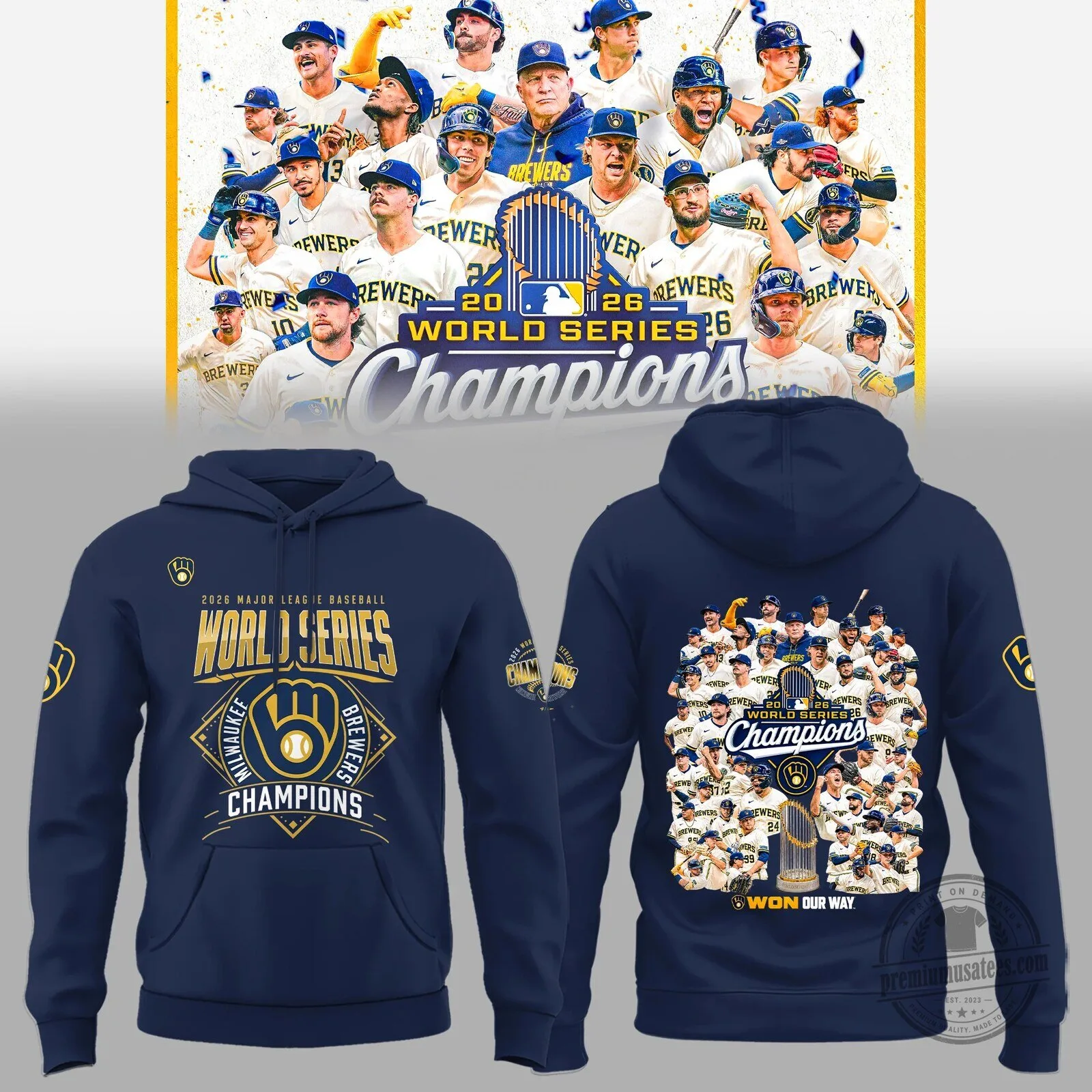 Baseball Hoodie Celebrating Milwaukee Brewers 2026 World Series Championship