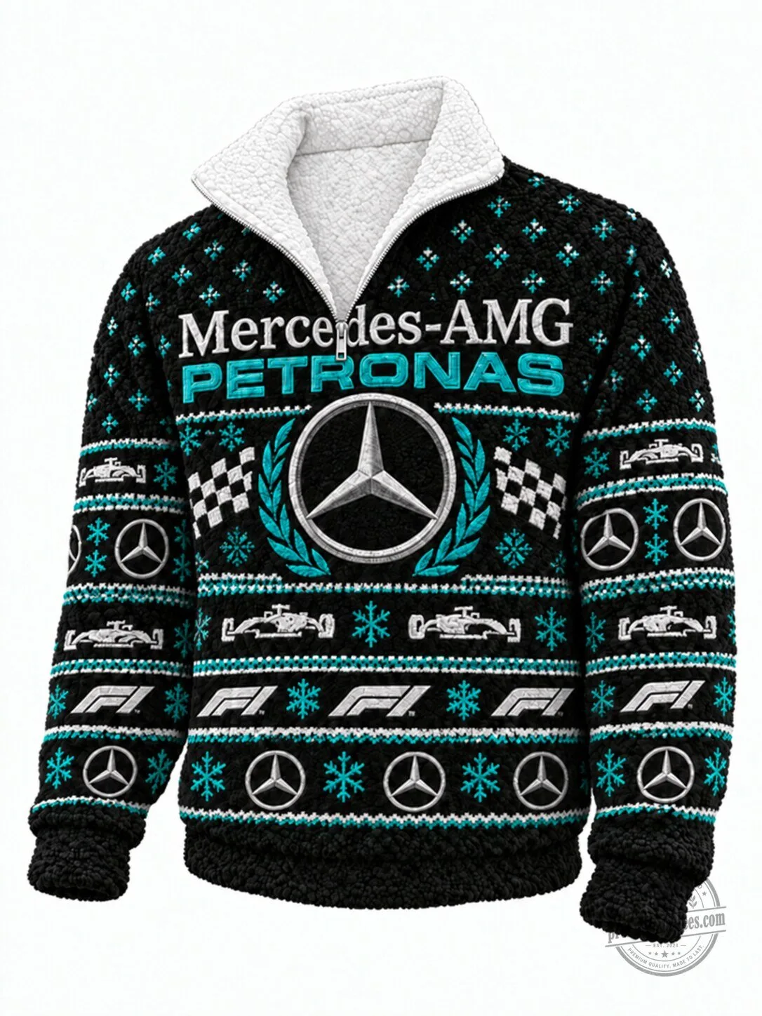 Mercedes-AMG Petronas Formula 1 Christmas Fleece Half-Zip Sweatshirt
