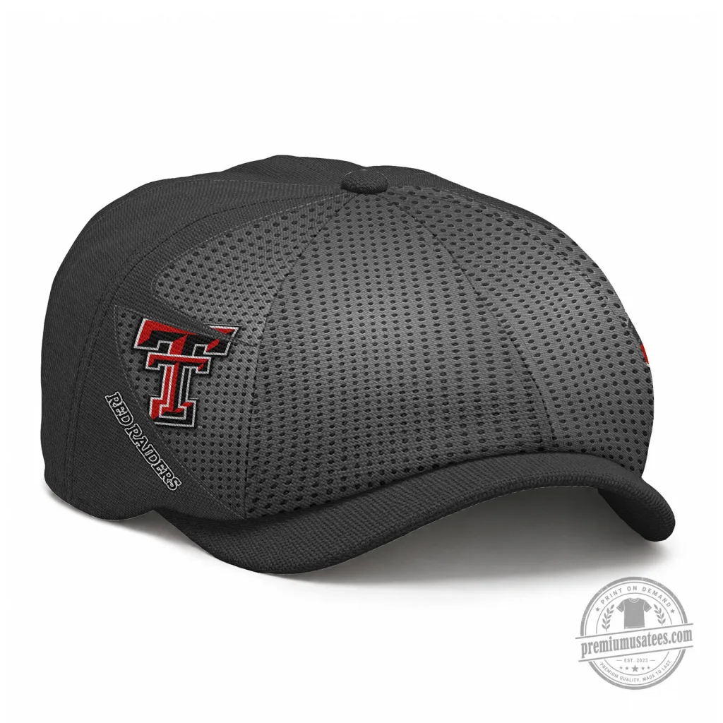 Texas Tech Red Raiders NCAA Black Perforated Newsboy Cap Texas Tech Red Raiders NCAA Black Perforated Newsboy Cap