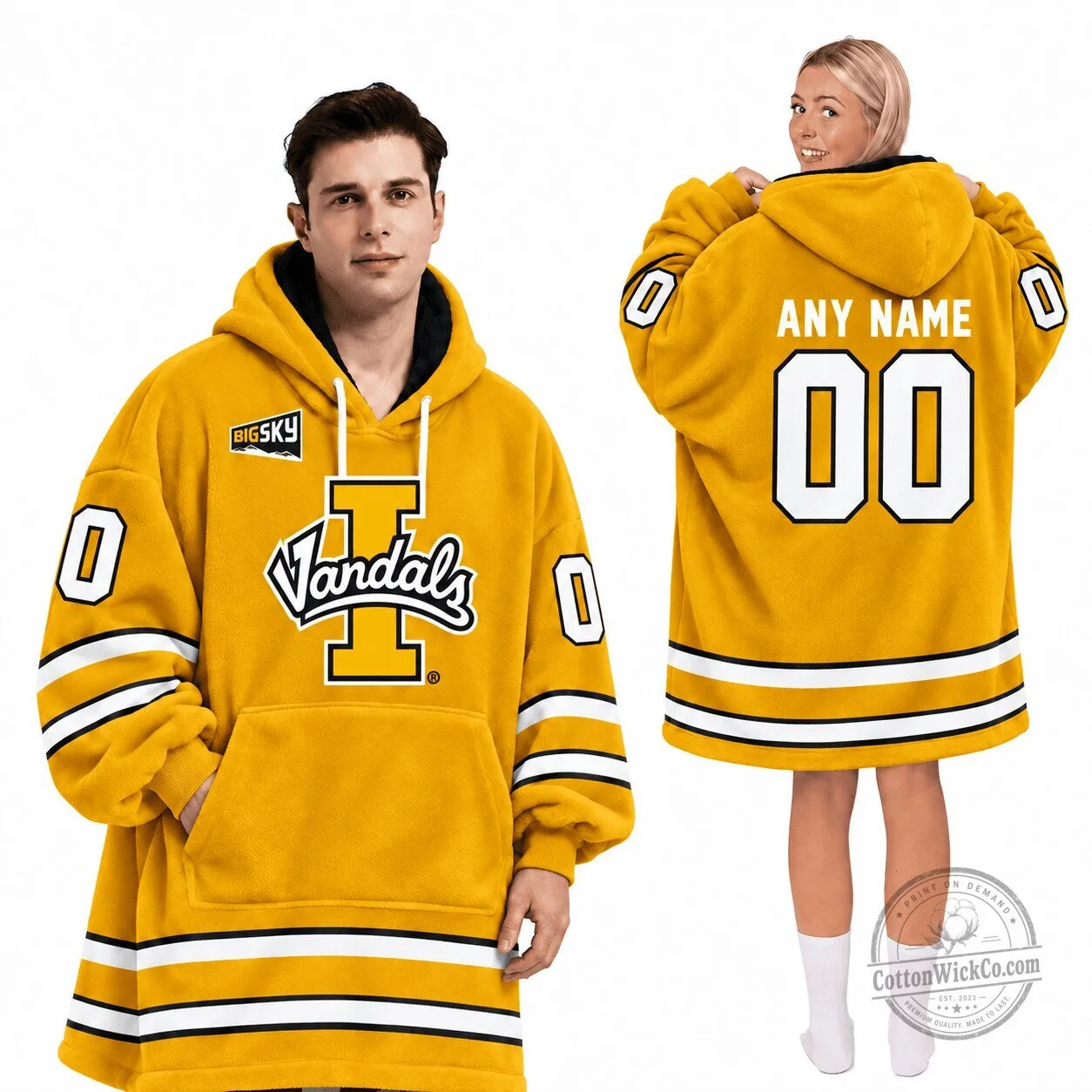 Idaho Vandals NCAA Football Team Oversized Wearable Blanket Hoodie