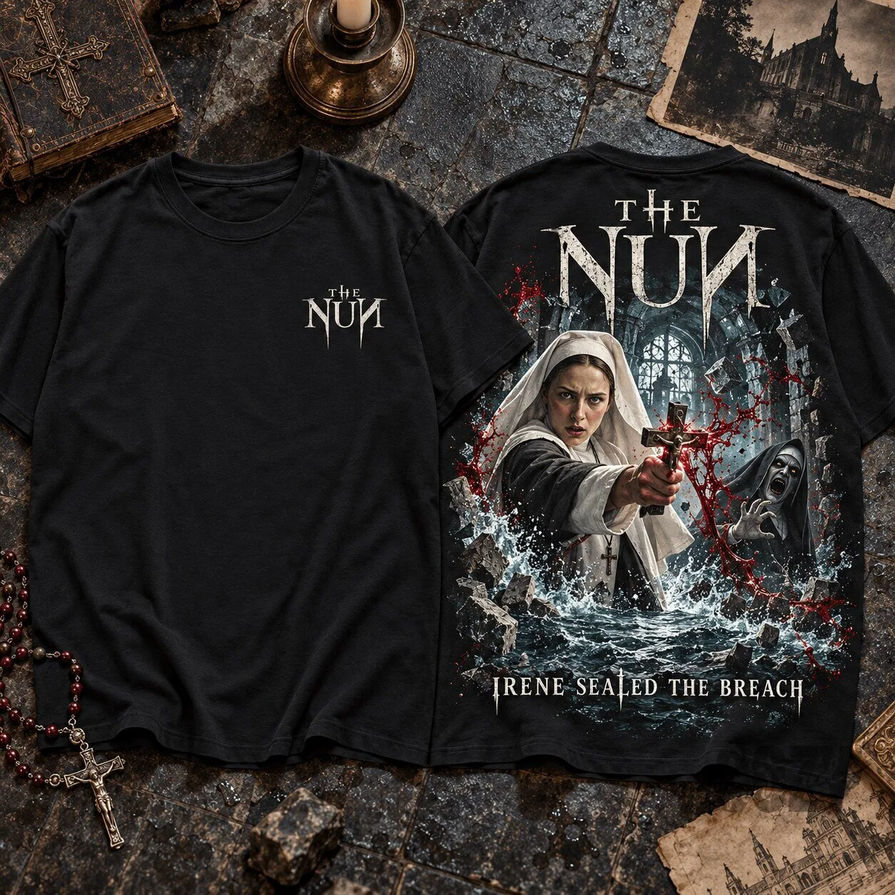 The Nun Irene Sealed The Breach Horror Movie Black T-Shirt