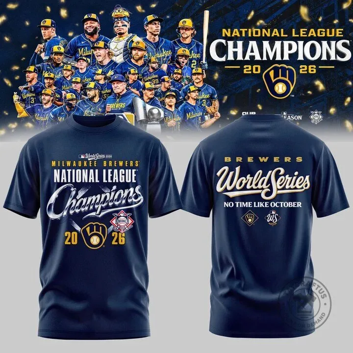 Fanatics Milwaukee Brewers 2026 National League Champions World Series T-Shirt 3 Fanatics Milwaukee Brewers 2026 National League Champions World Series T-Shirt
