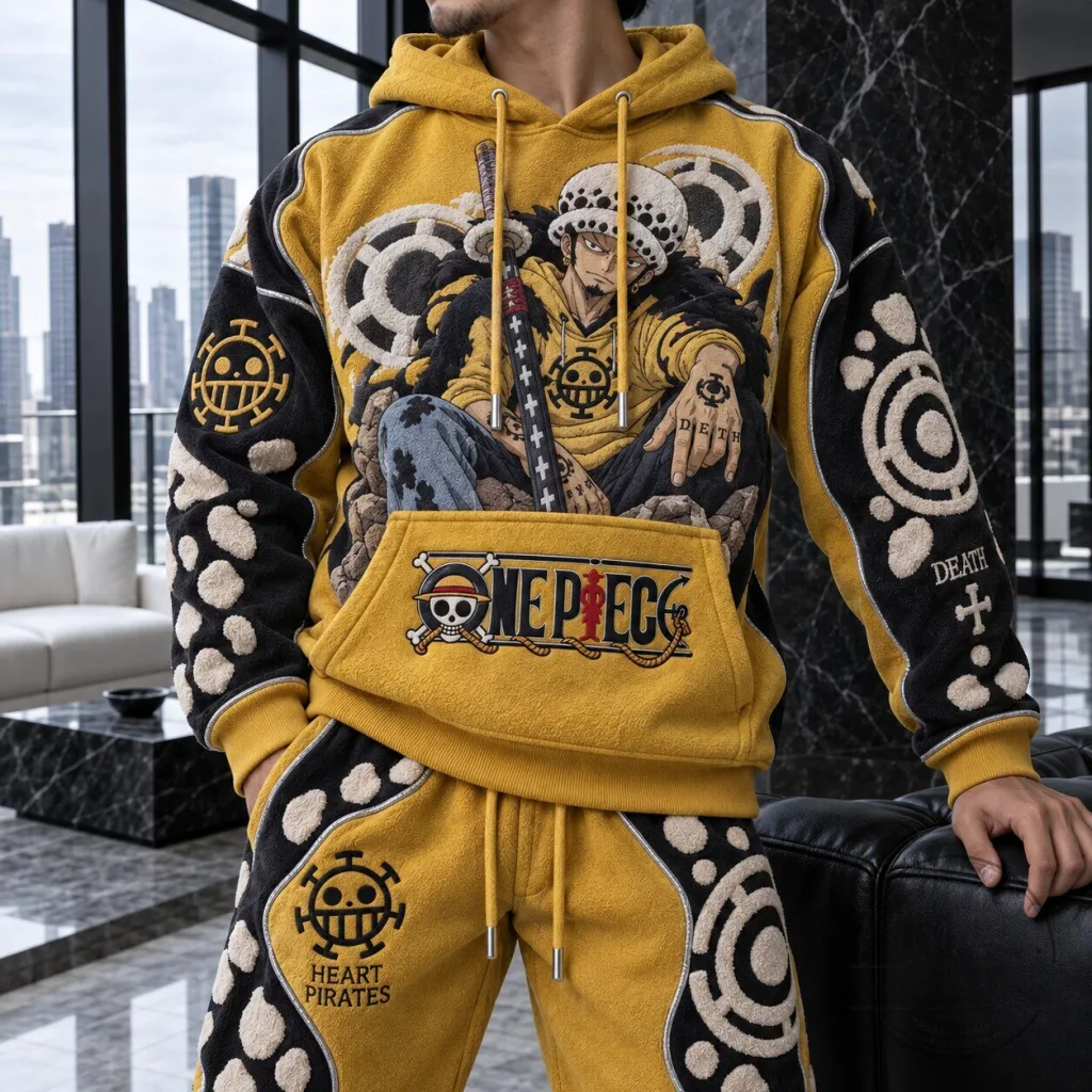 One Piece Trafalgar Law Anime Embroidered Hoodie One Piece Trafalgar Law Anime Embroidered Hoodie