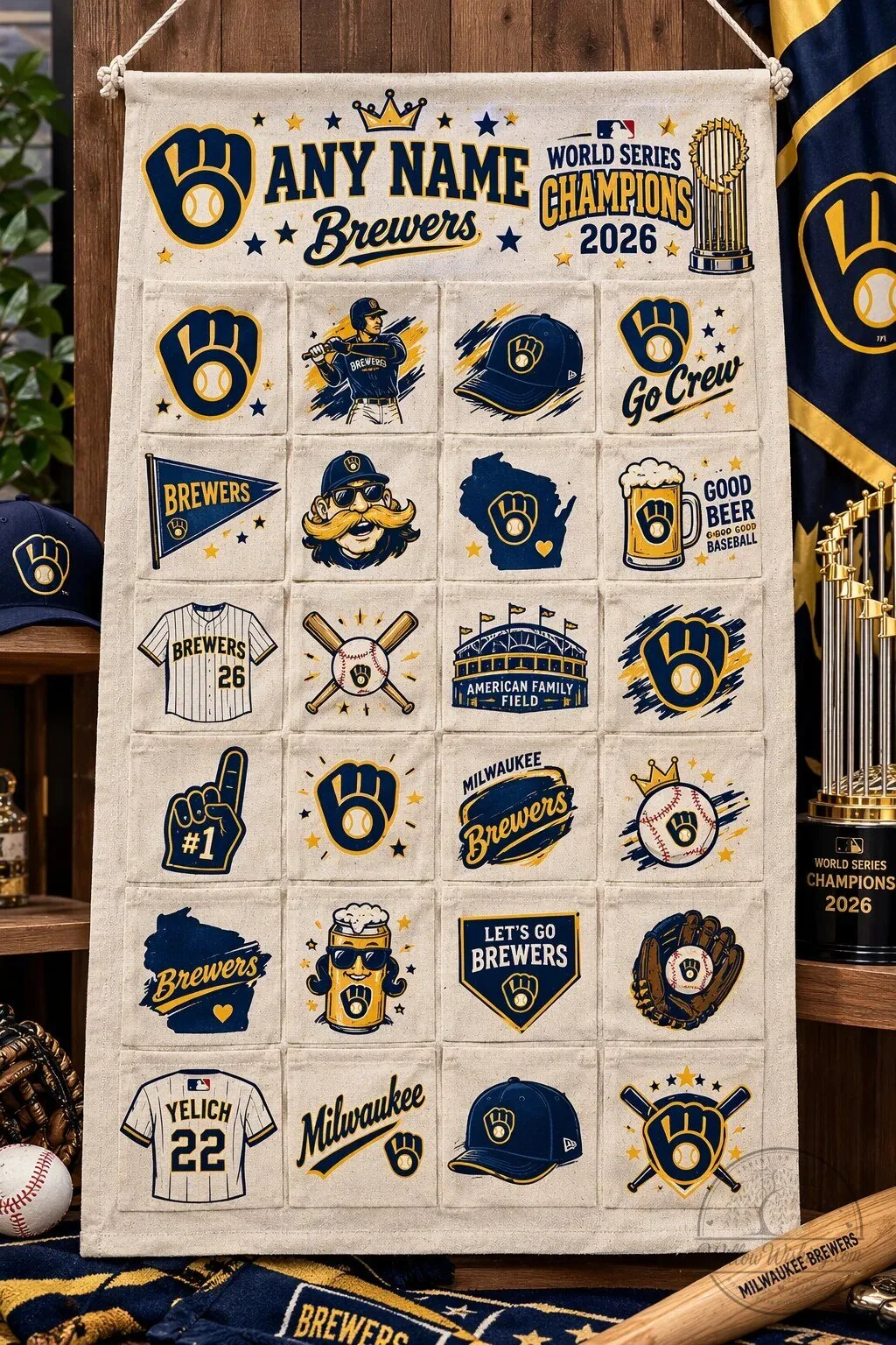 Milwaukee Brewers World Series Champions 2026 Wall Hanging Advent Calendar 2D 3 Milwaukee Brewers World Series Champions 2026 Wall Hanging Advent Calendar 2D