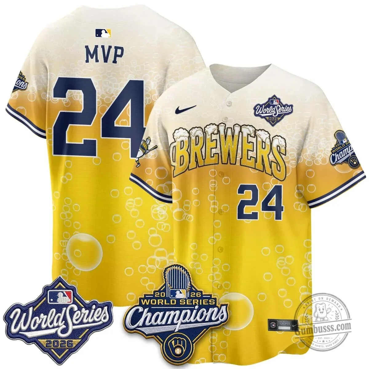 Milwaukee Brewers 2026 World Series Champions Beer Design Baseball Jersey