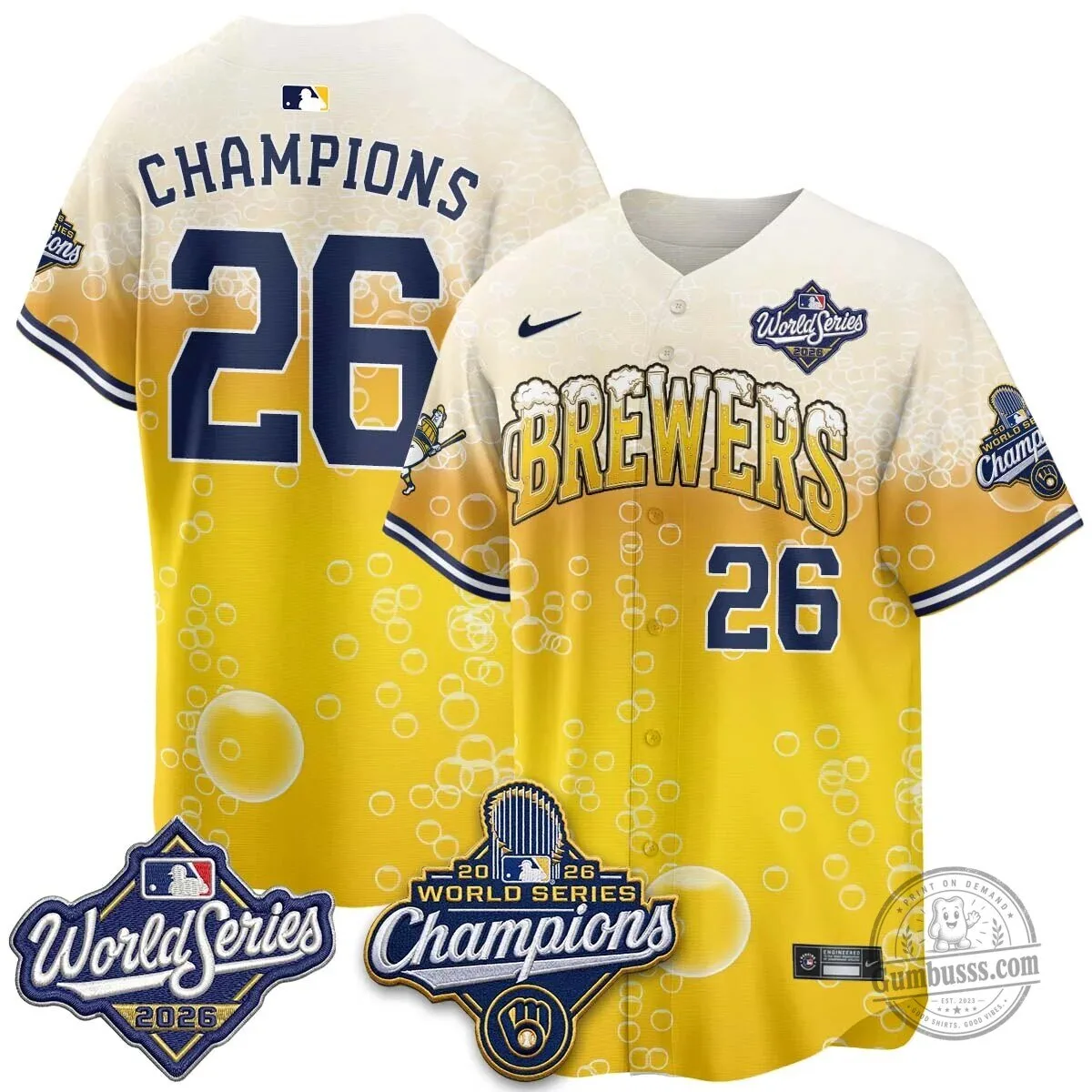 Milwaukee Brewers 2026 World Series Champions Beer Design Baseball Jersey 71 Milwaukee Brewers 2026 World Series Champions Beer Design Baseball Jersey