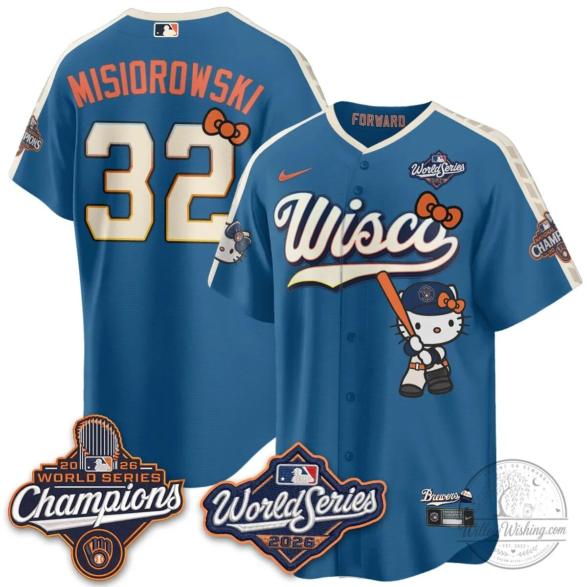 Milwaukee Brewers Hello Kitty Pink Baseball Jersey with Bauers Number 9 115 Milwaukee Brewers Hello Kitty Pink Baseball Jersey with Bauers Number 9