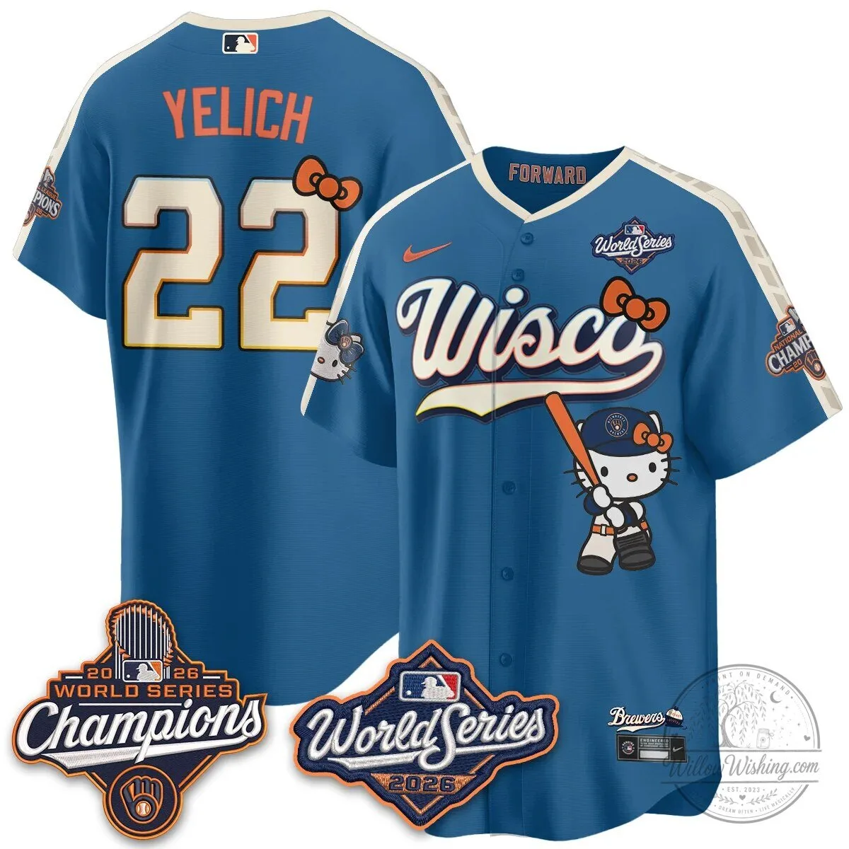 Milwaukee Brewers Hello Kitty Pink Baseball Jersey with Bauers Number 9 118 Milwaukee Brewers Hello Kitty Pink Baseball Jersey with Bauers Number 9