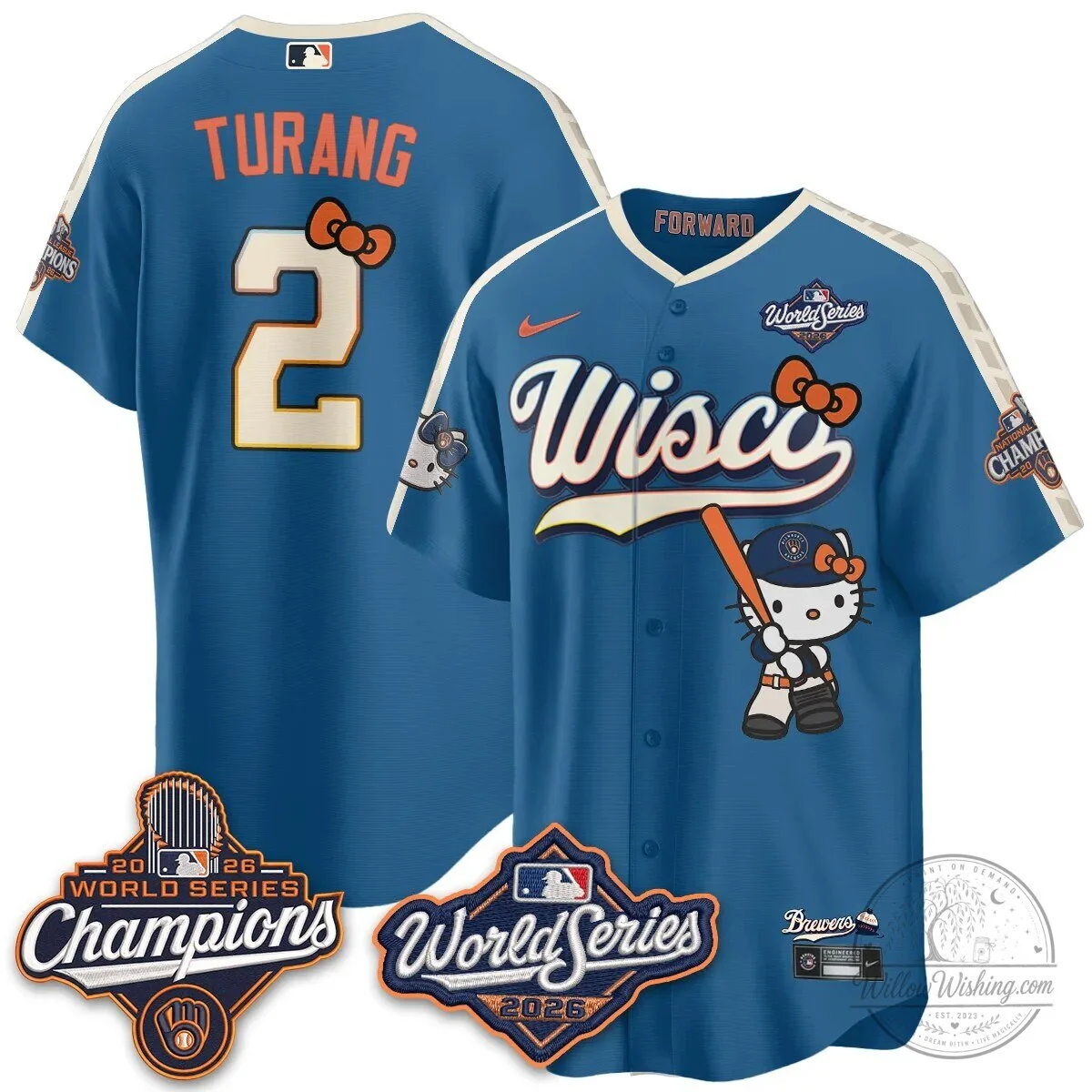 Milwaukee Brewers Hello Kitty Pink Baseball Jersey with Bauers Number 9 119 Milwaukee Brewers Hello Kitty Pink Baseball Jersey with Bauers Number 9