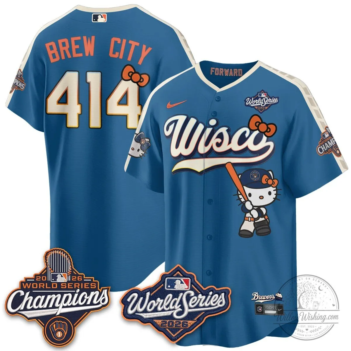 Milwaukee Brewers Hello Kitty Pink Baseball Jersey with Bauers Number 9 125 Milwaukee Brewers Hello Kitty Pink Baseball Jersey with Bauers Number 9