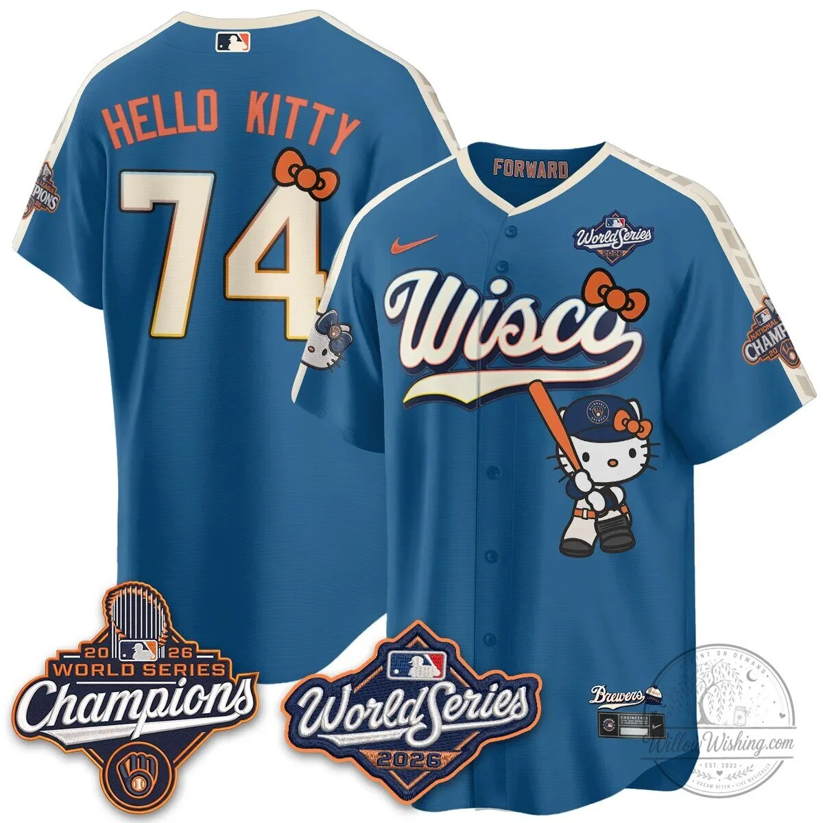Milwaukee Brewers Hello Kitty Pink Baseball Jersey with Bauers Number 9 127 Milwaukee Brewers Hello Kitty Pink Baseball Jersey with Bauers Number 9