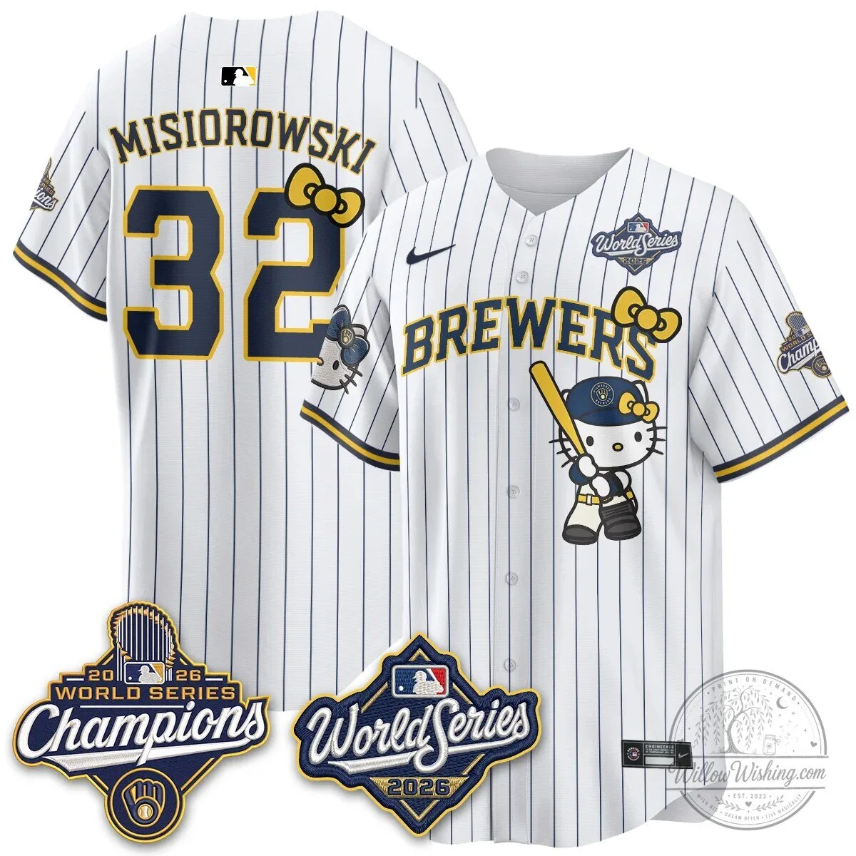 Milwaukee Brewers Hello Kitty Pink Baseball Jersey with Bauers Number 9 131 Milwaukee Brewers Hello Kitty Pink Baseball Jersey with Bauers Number 9