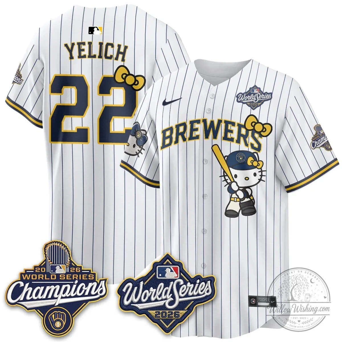 Milwaukee Brewers Hello Kitty Pink Baseball Jersey with Bauers Number 9 134 Milwaukee Brewers Hello Kitty Pink Baseball Jersey with Bauers Number 9
