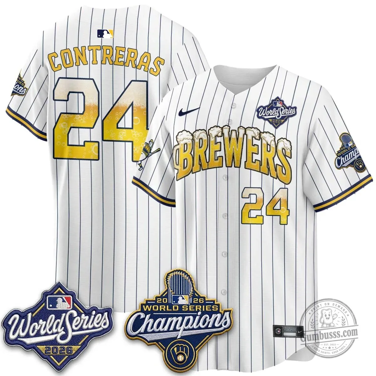 Milwaukee Brewers 2026 World Series Champions Beer Design Baseball Jersey 94 Milwaukee Brewers 2026 World Series Champions Beer Design Baseball Jersey