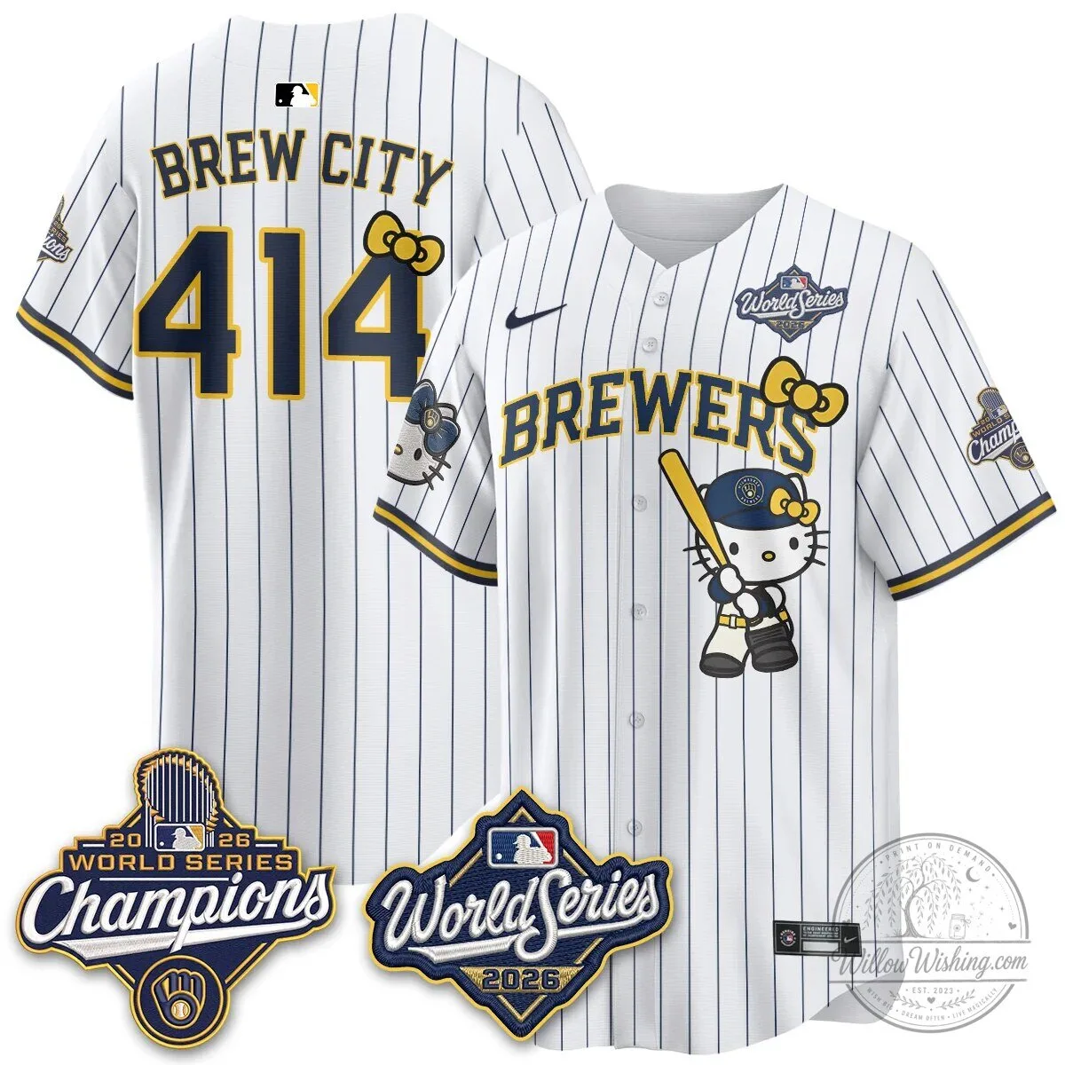 Milwaukee Brewers Hello Kitty Pink Baseball Jersey with Bauers Number 9 141 Milwaukee Brewers Hello Kitty Pink Baseball Jersey with Bauers Number 9