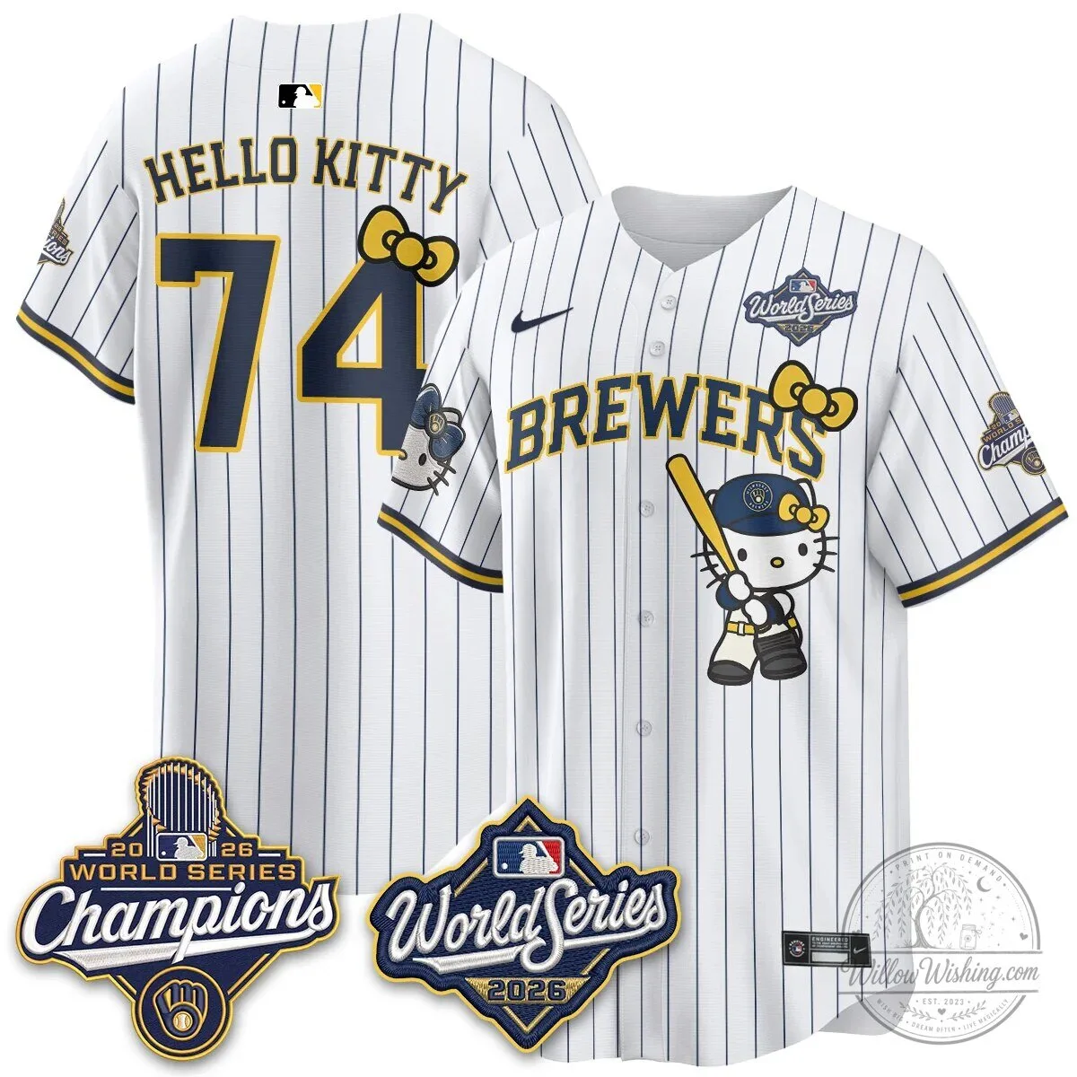 Milwaukee Brewers Hello Kitty Pink Baseball Jersey with Bauers Number 9 143 Milwaukee Brewers Hello Kitty Pink Baseball Jersey with Bauers Number 9