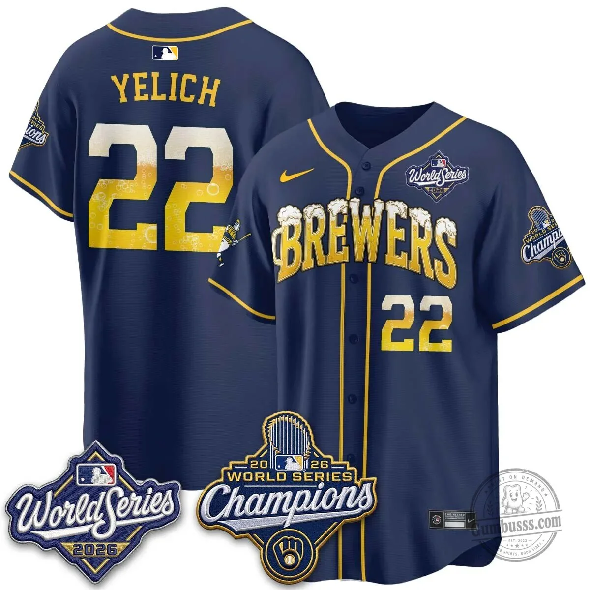 Milwaukee Brewers 2026 World Series Champions Beer Design Baseball Jersey 104 Milwaukee Brewers 2026 World Series Champions Beer Design Baseball Jersey