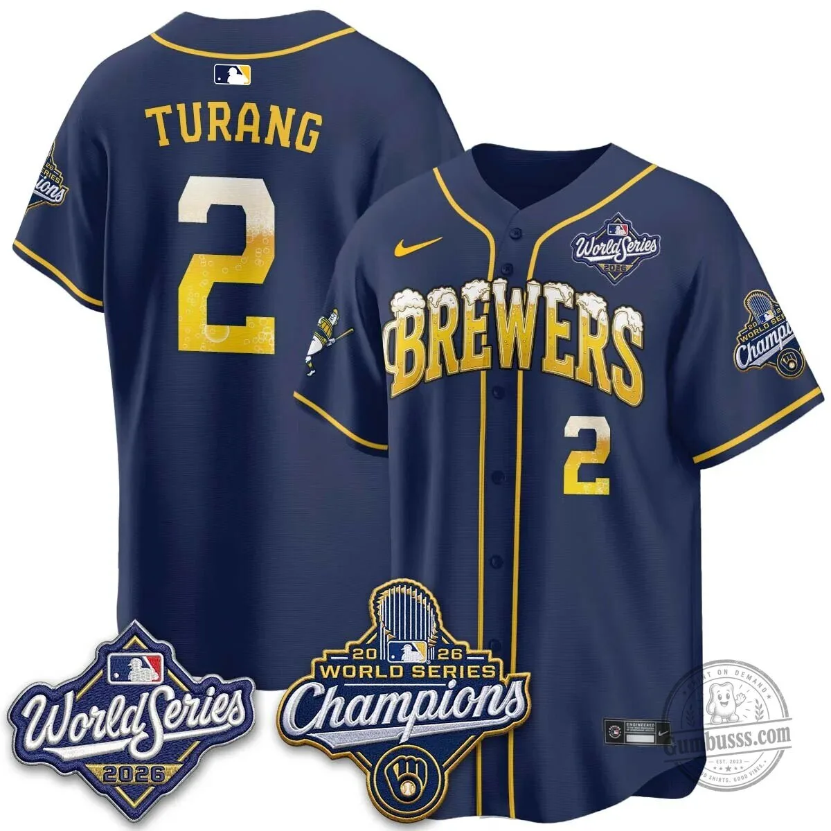 Milwaukee Brewers 2026 World Series Champions Beer Design Baseball Jersey 105 Milwaukee Brewers 2026 World Series Champions Beer Design Baseball Jersey