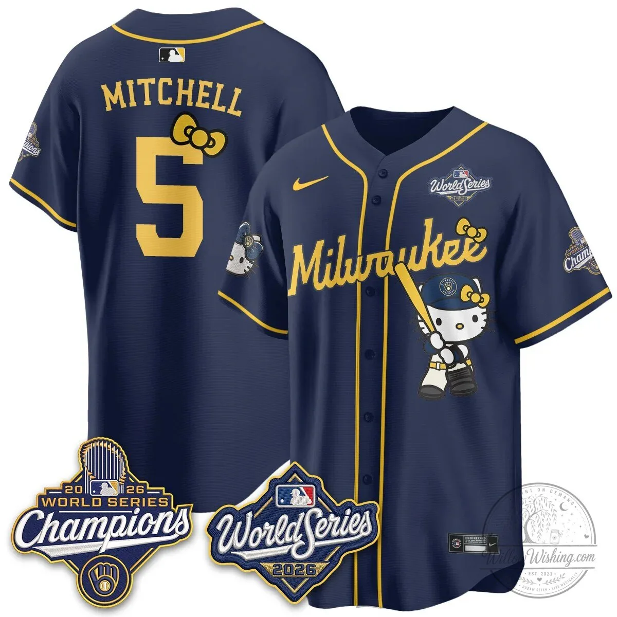 Milwaukee Brewers Hello Kitty Pink Baseball Jersey with Bauers Number 9 149 Milwaukee Brewers Hello Kitty Pink Baseball Jersey with Bauers Number 9