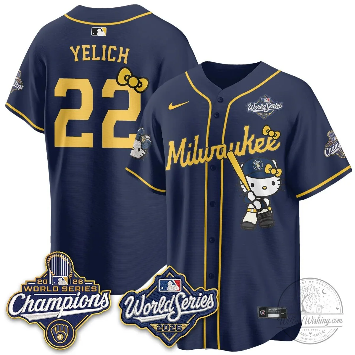Milwaukee Brewers Hello Kitty Pink Baseball Jersey with Bauers Number 9 150 Milwaukee Brewers Hello Kitty Pink Baseball Jersey with Bauers Number 9