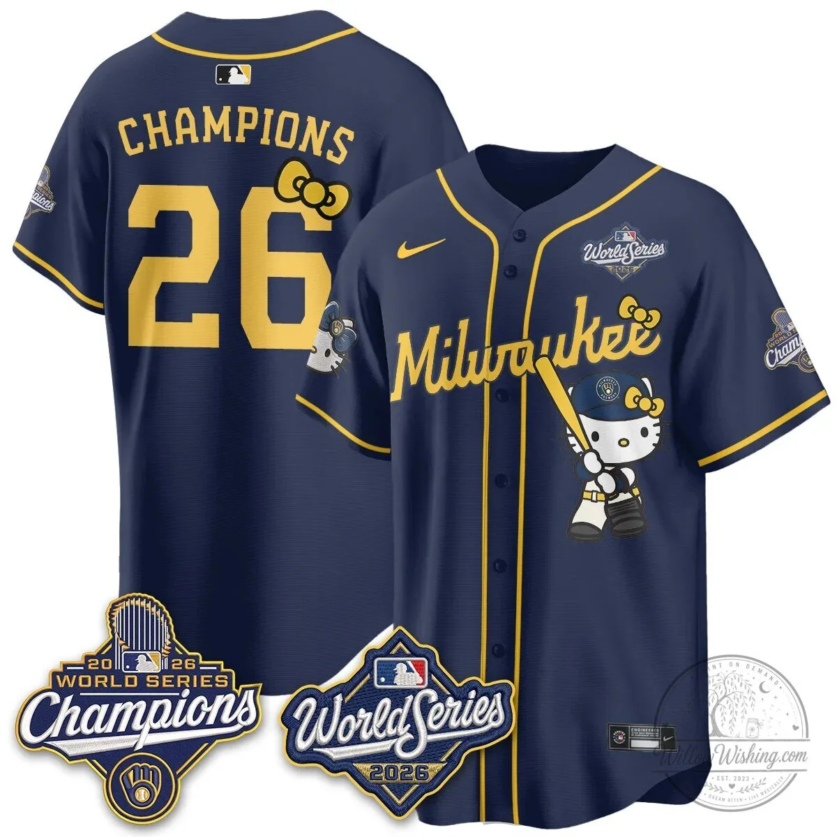 Milwaukee Brewers Hello Kitty Pink Baseball Jersey with Bauers Number 9 156 Milwaukee Brewers Hello Kitty Pink Baseball Jersey with Bauers Number 9