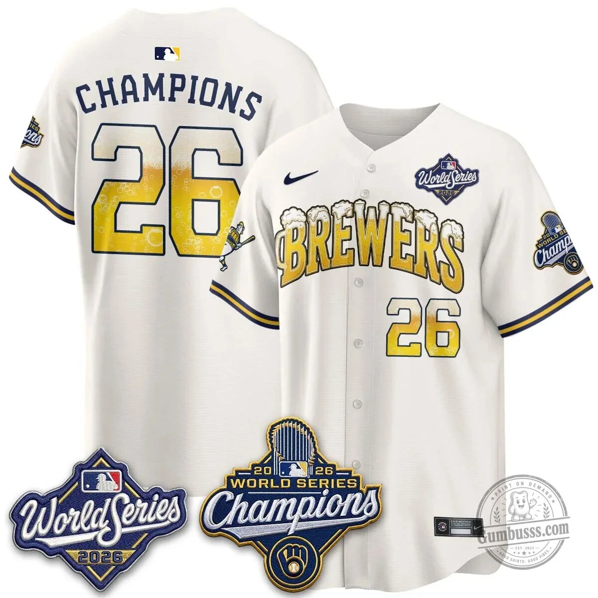 Milwaukee Brewers 2026 World Series Champions Beer Design Baseball Jersey 113 Milwaukee Brewers 2026 World Series Champions Beer Design Baseball Jersey
