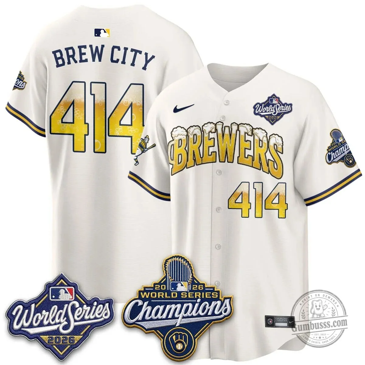 Milwaukee Brewers 2026 World Series Champions Beer Design Baseball Jersey 120 Milwaukee Brewers 2026 World Series Champions Beer Design Baseball Jersey
