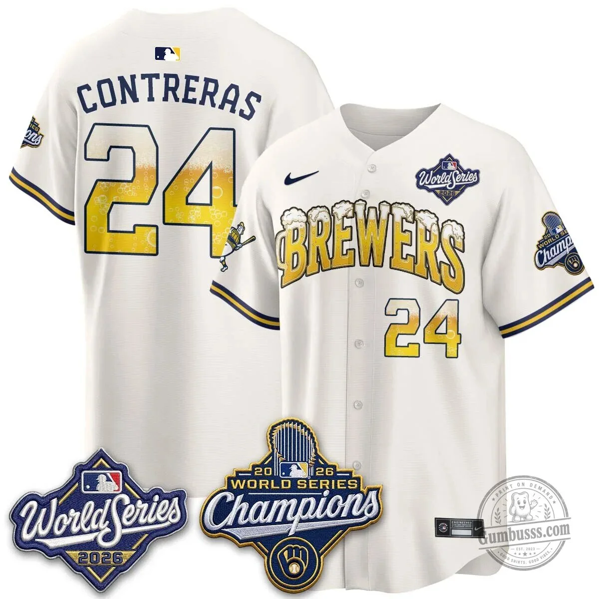 Milwaukee Brewers 2026 World Series Champions Beer Design Baseball Jersey 122 Milwaukee Brewers 2026 World Series Champions Beer Design Baseball Jersey