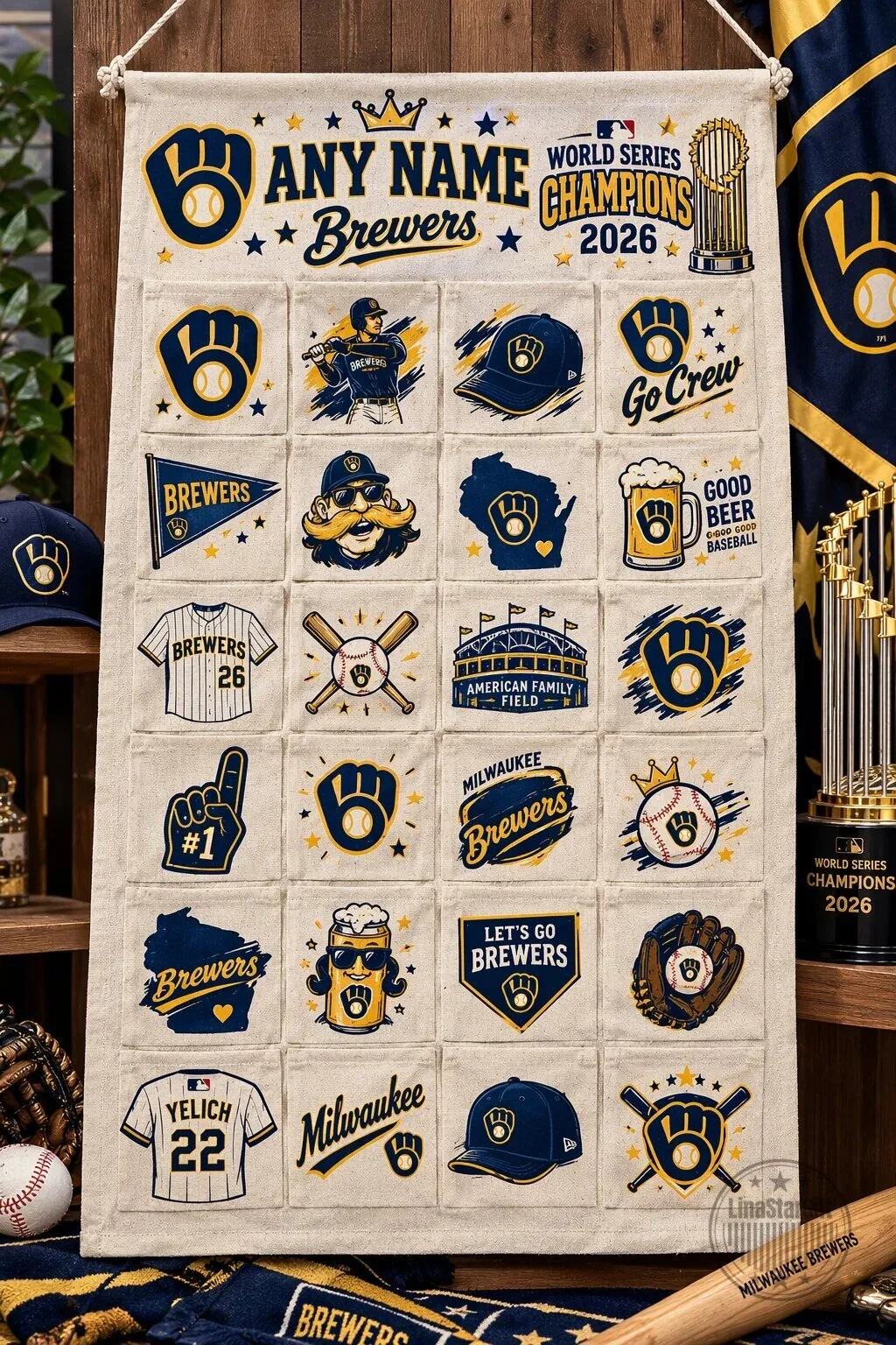Custom Wall Advent Calendar 2D for 2026 Milwaukee Brewers World Series Champions