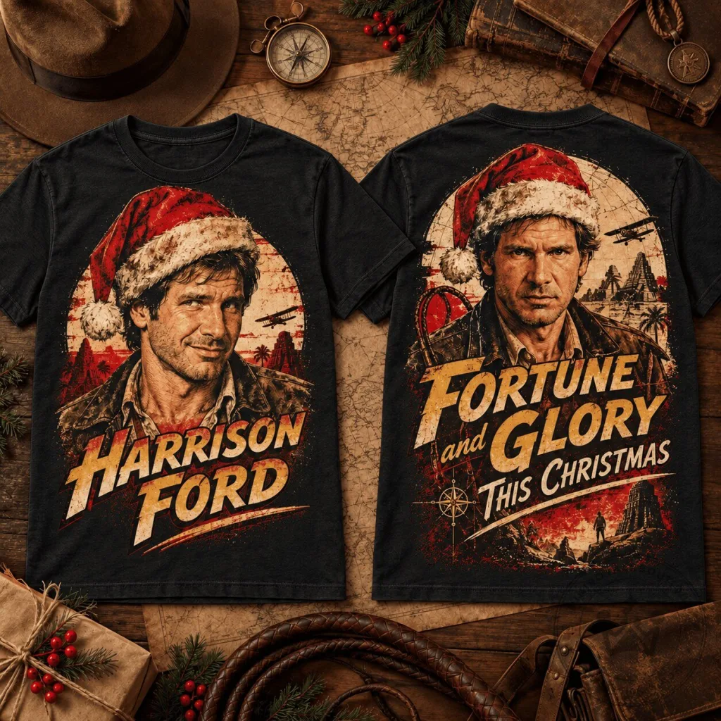 Harrison Ford Fortune and Glory This Christmas Adventure Movie T-Shirt Harrison Ford Fortune and Glory This Christmas Adventure Movie T-Shirt