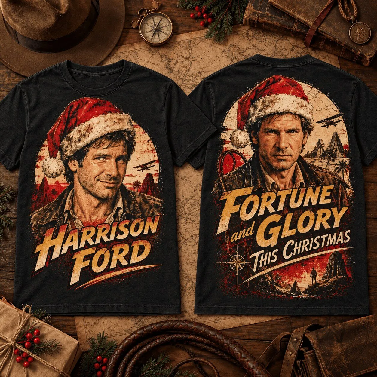 Harrison Ford Fortune and Glory This Christmas Adventure Movie T-Shirt