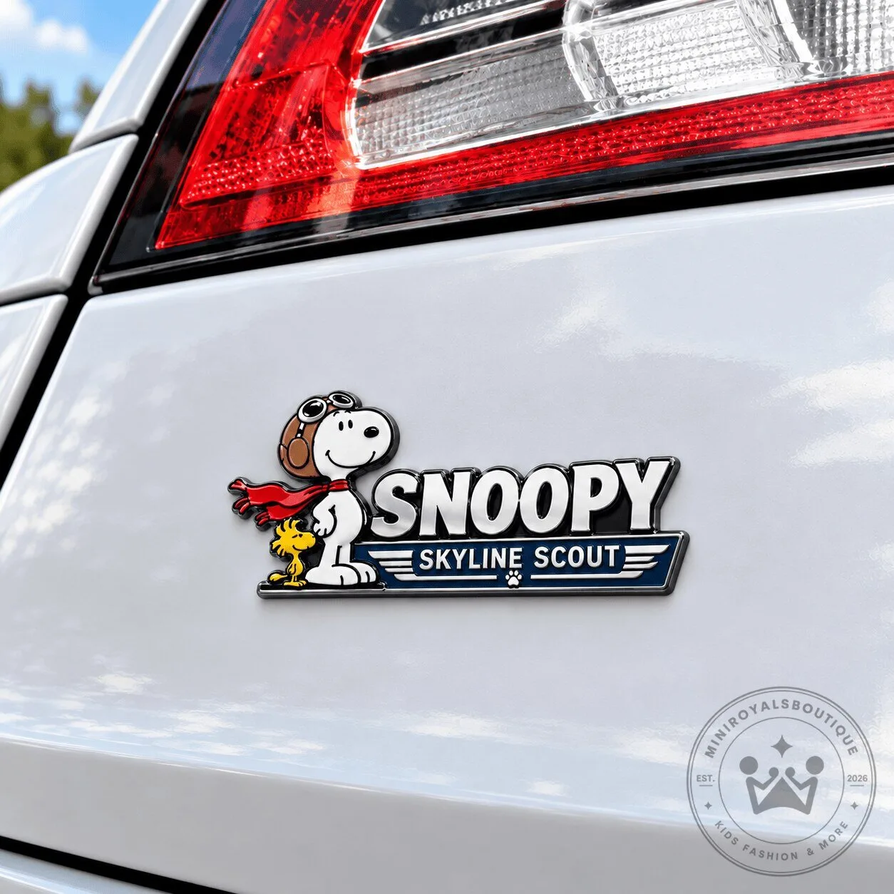 Snoopy and Woodstock Skyline Scout Car Emblem Badge for Vehicle Exterior