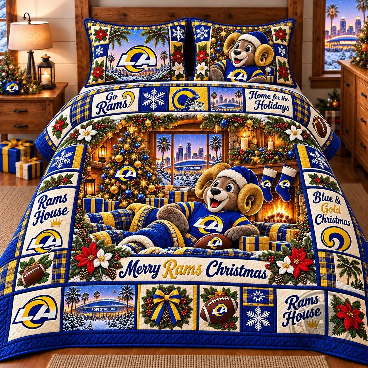 Los Angeles Rams NFL Special Christmas Bedding Set Gift For Fan
