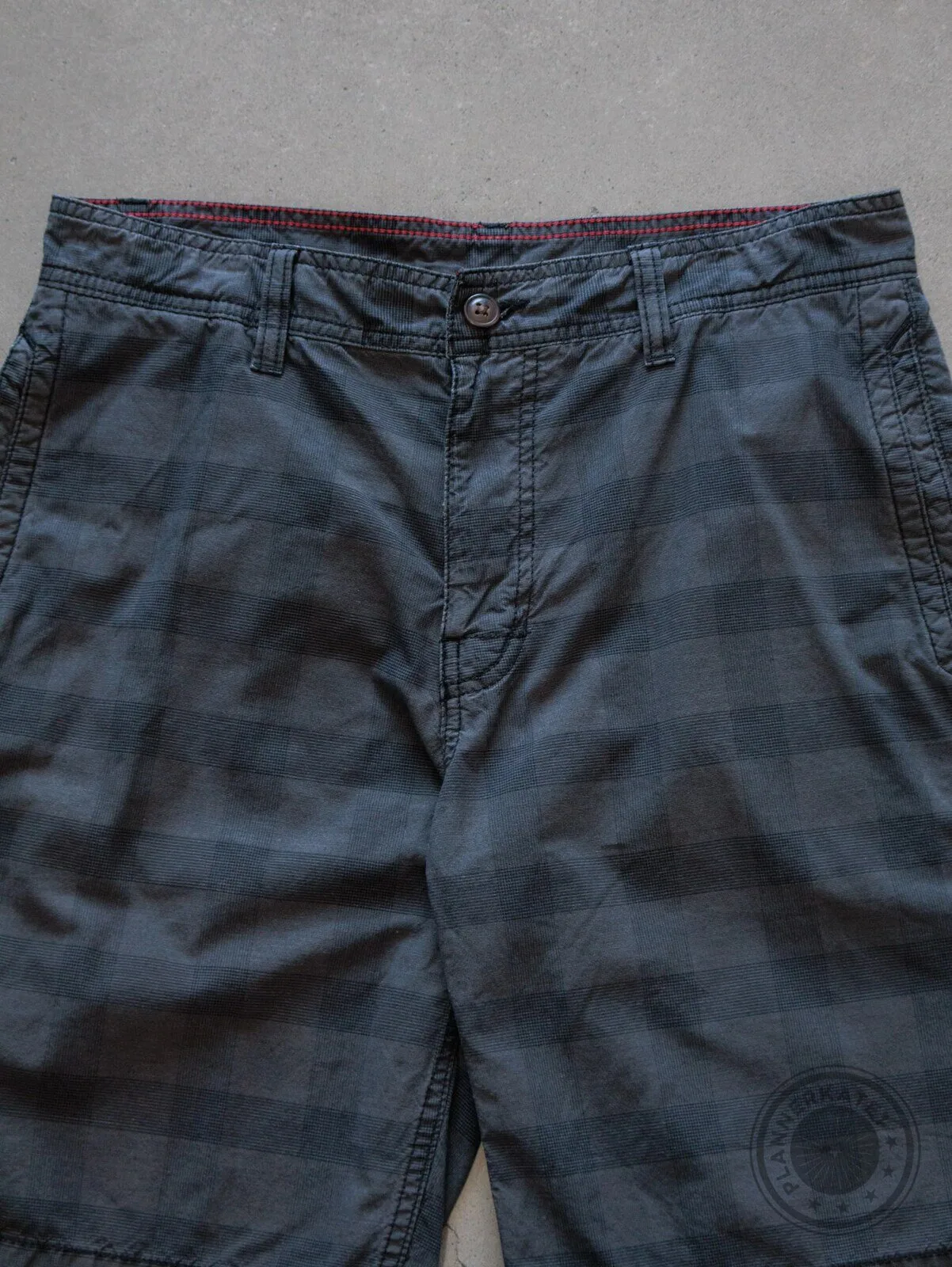 Men's Vintage Black Plaid Casual Cotton Blend Shorts with Pockets 6 Men